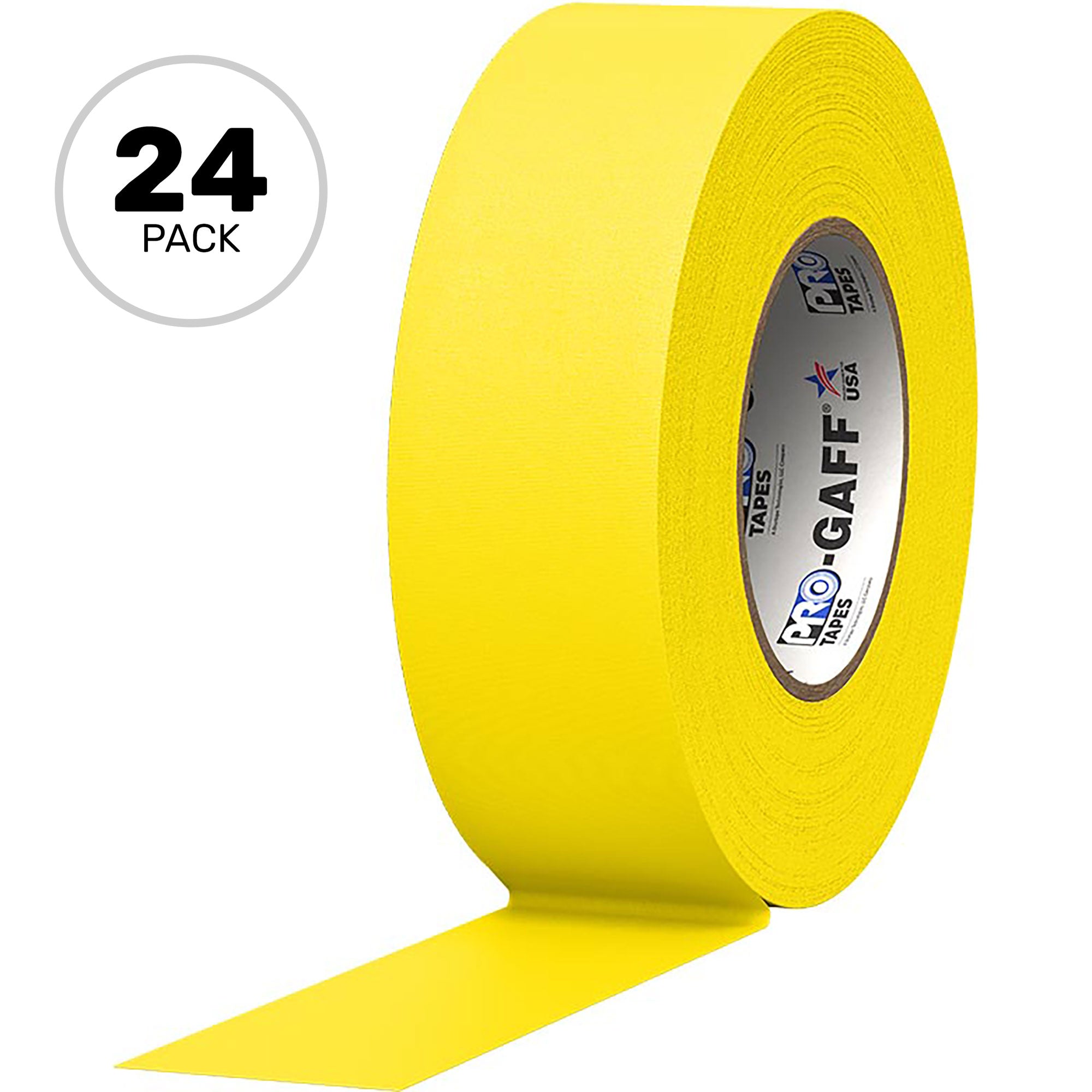 ProTapes Pro Gaff Premium Matte Cloth Gaffers Tape 2" x 55yds (Yellow, Case of 24)