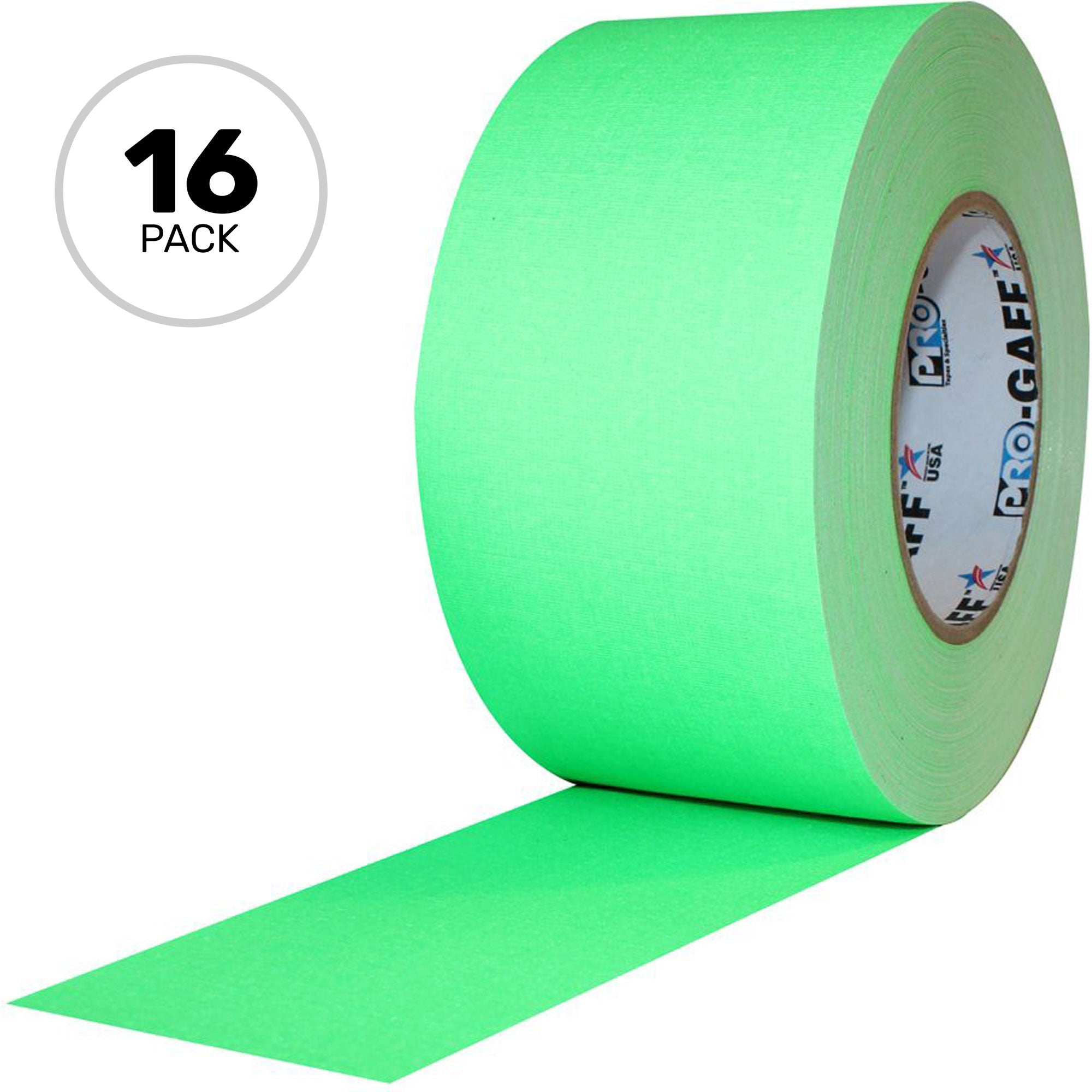 ProTapes Pro Gaff Premium Matte Cloth Gaffers Tape 3" x 50yds (Fluorescent Green, Case of 16)