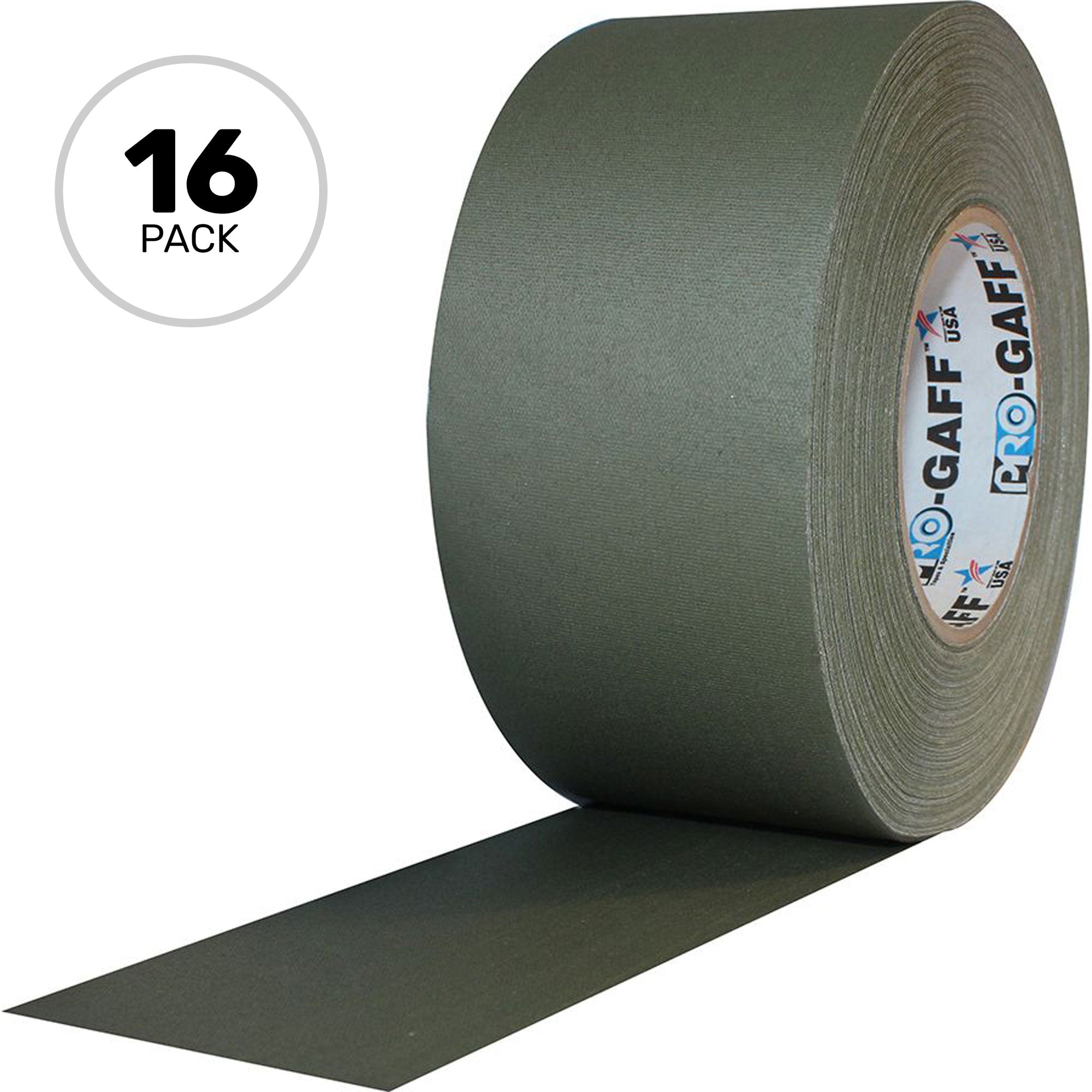 ProTapes Pro Gaff Premium Matte Cloth Gaffers Tape 3" x 55yds (Olive Drab OD Green, Case of 16)