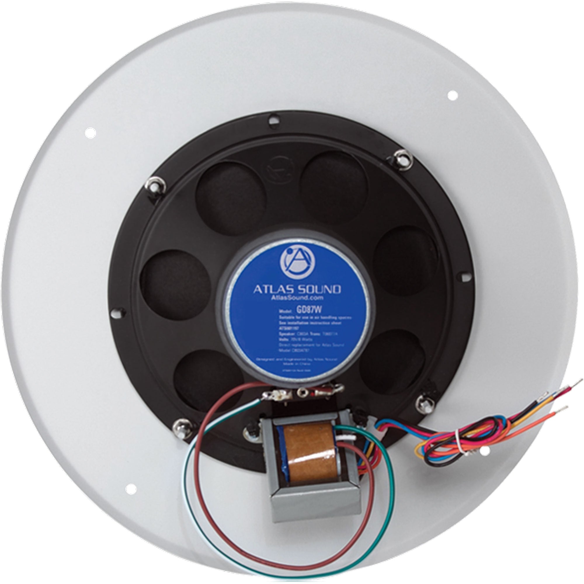 AtlasIED GD87W 8" Coaxial In-Ceiling Loudpeaker with 70.7V 8-Watt Transformer and 62-8 Baffle