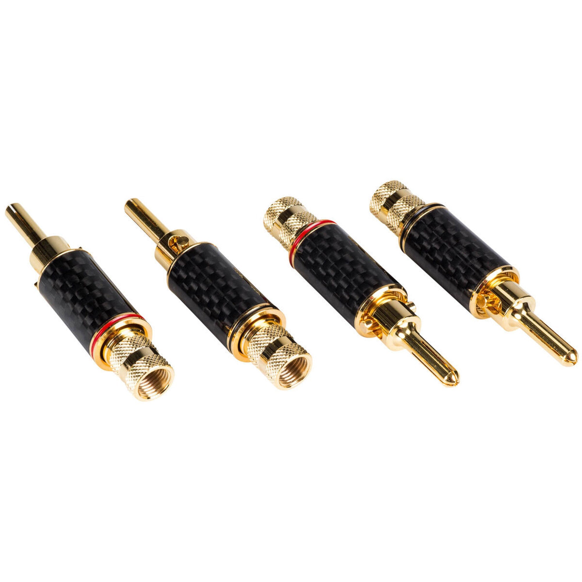 Custom Cable Performance Audio Expanding Banana Plugs with Carbon Fiber Shell (2 Pack)
