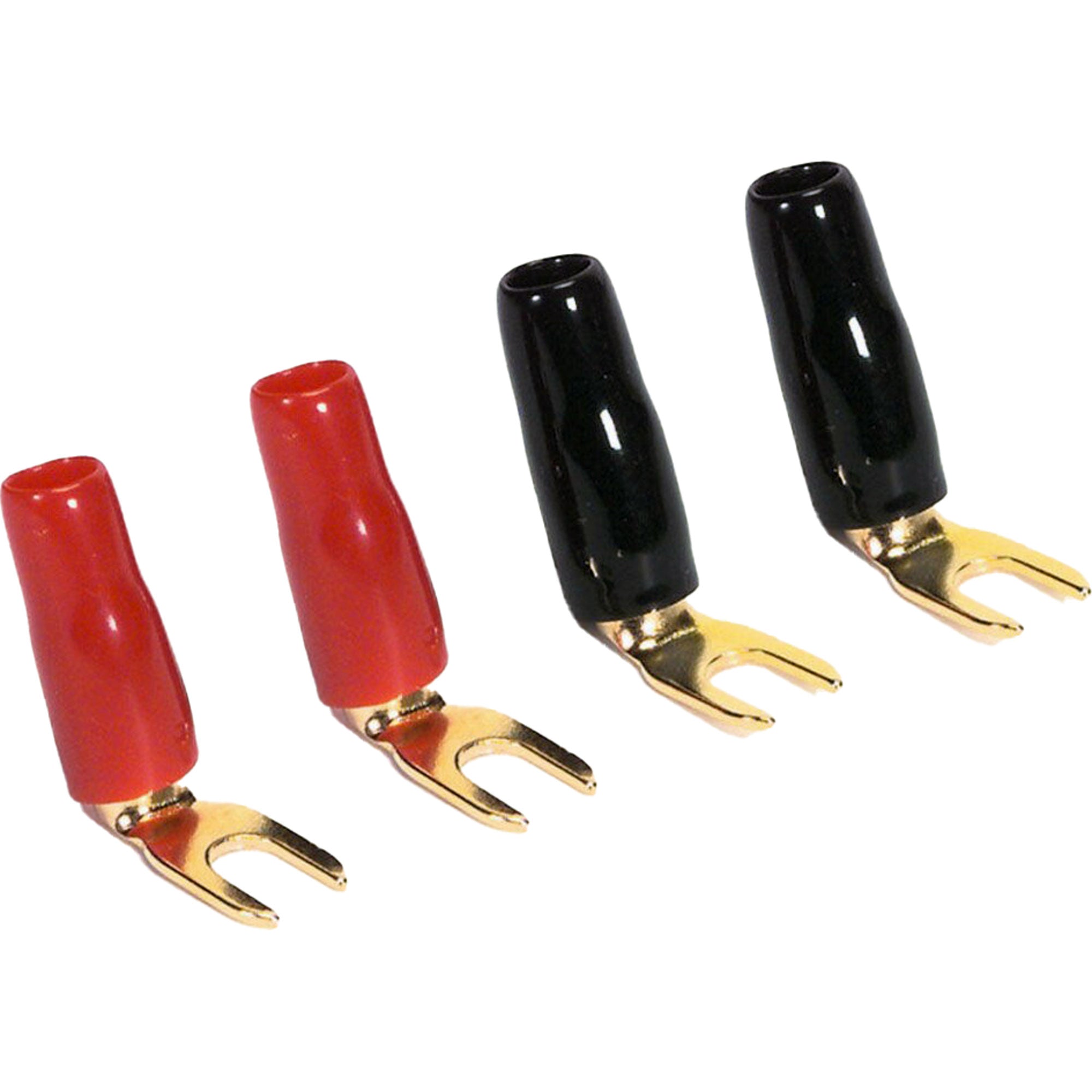 Parts Express 095-677 Gold Spade Lug Crimp Right Angle Terminals 10 AWG #8 (2 Pair)