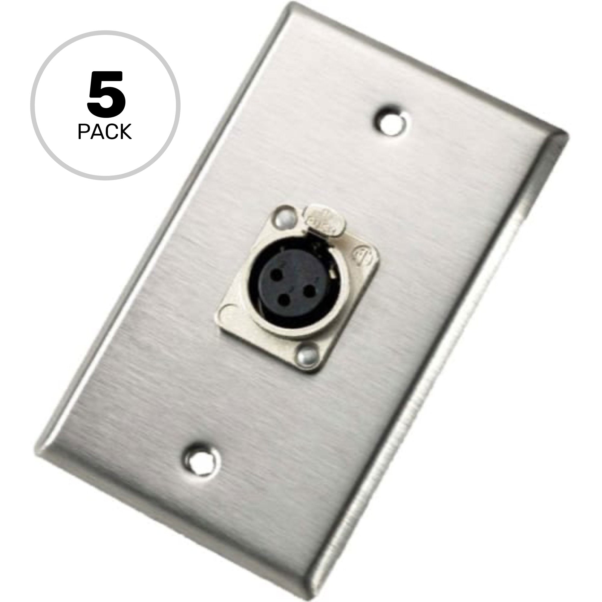 Neutrik 103F Single Gang Wall Plate with Female 3-Pin XLR (5 Pack)
