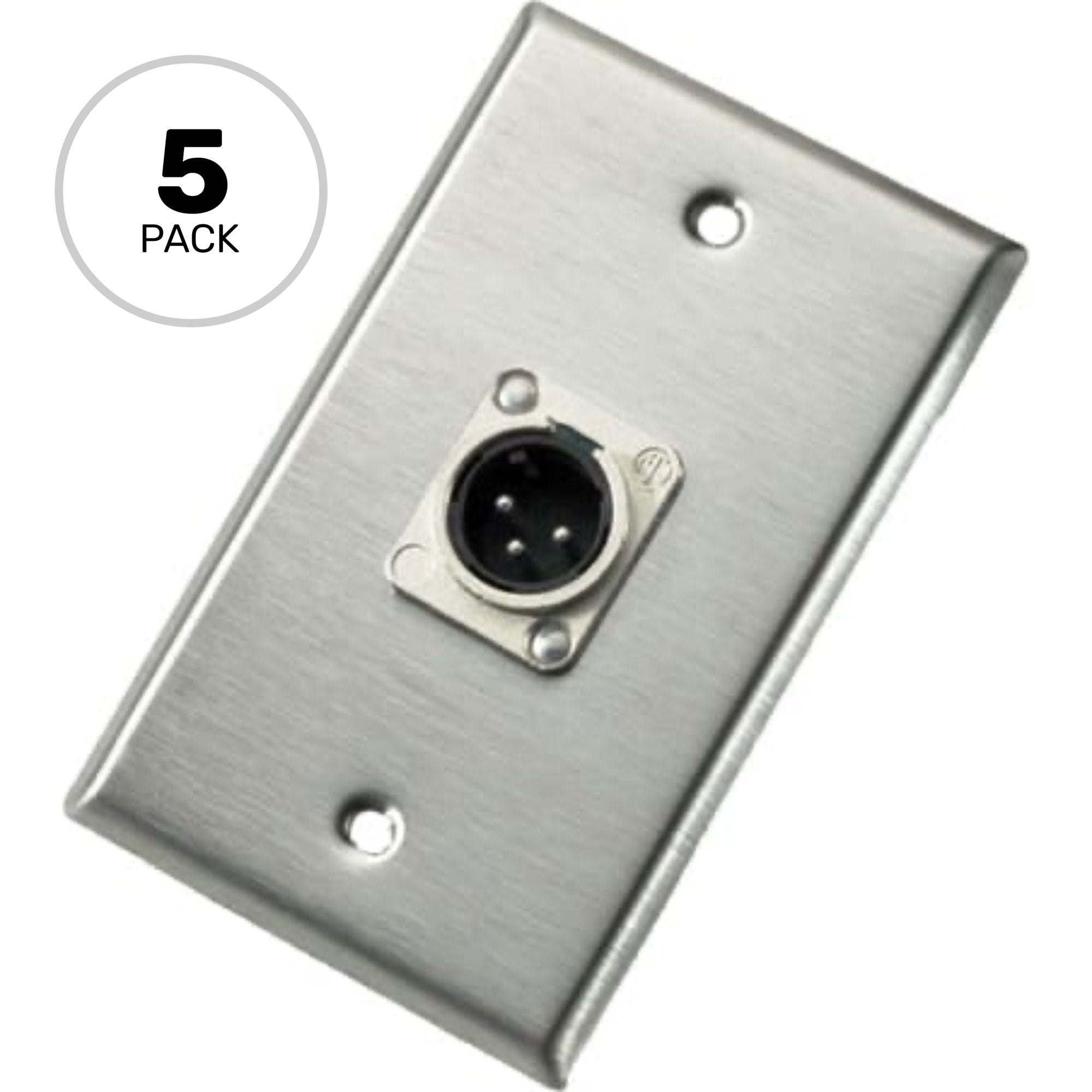Neutrik 103M Single Gang Wall Plate with Male 3-Pin XLR (5 Pack)