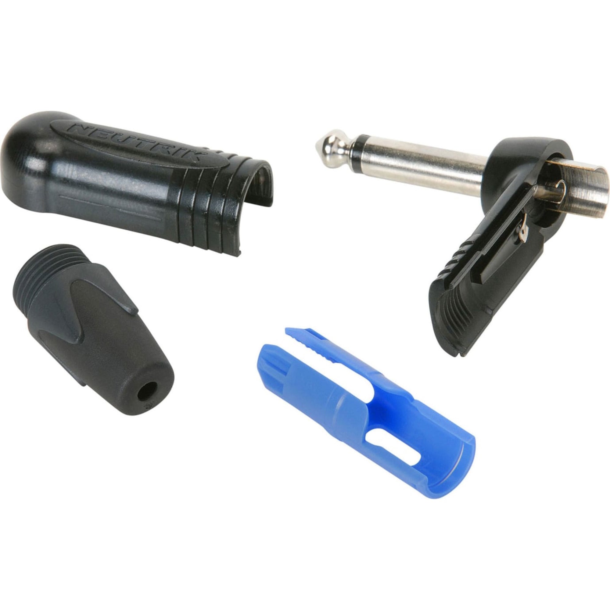 Neutrik NP2RX-BAG Professional Right-Angle 1/4" TS Mono Phone Plug (Black/Silver, Box of 25)