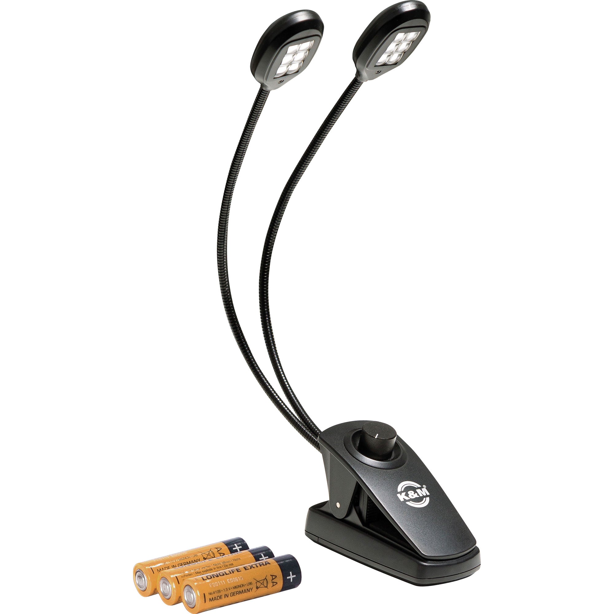 K&M Stands 12271 Music Stand Light with Twin Heads (Black)