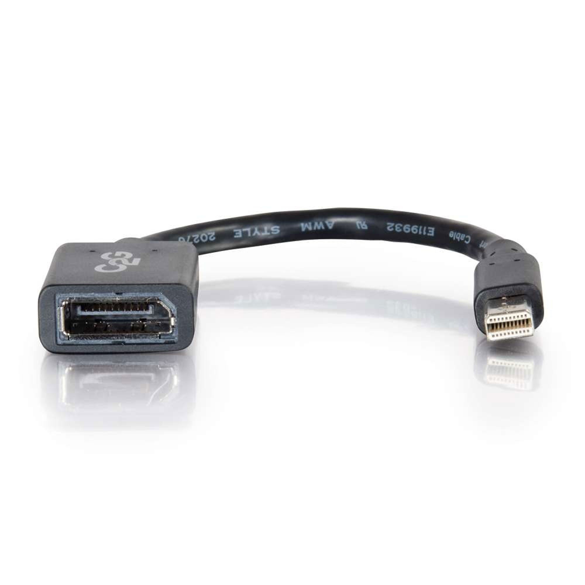 C2G 54303 Mini DisplayPort Male to DisplayPort Female Adapter Converter 4K 30Hz - Black (6")