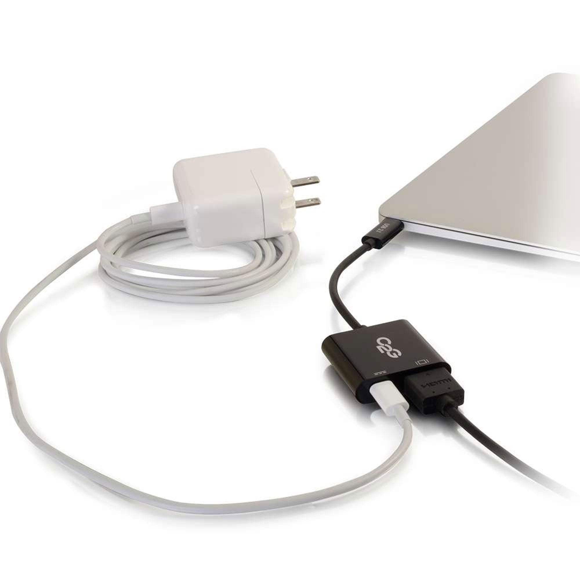 C2G USB-C to HDMI Audio/Video Adapter Converter with Power Delivery 4K 30Hz (Black)