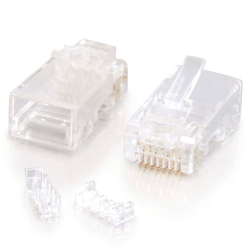 C2G RJ45 Cat5E Modular Plug for Round Solid/Stranded Cable (100 Pack)