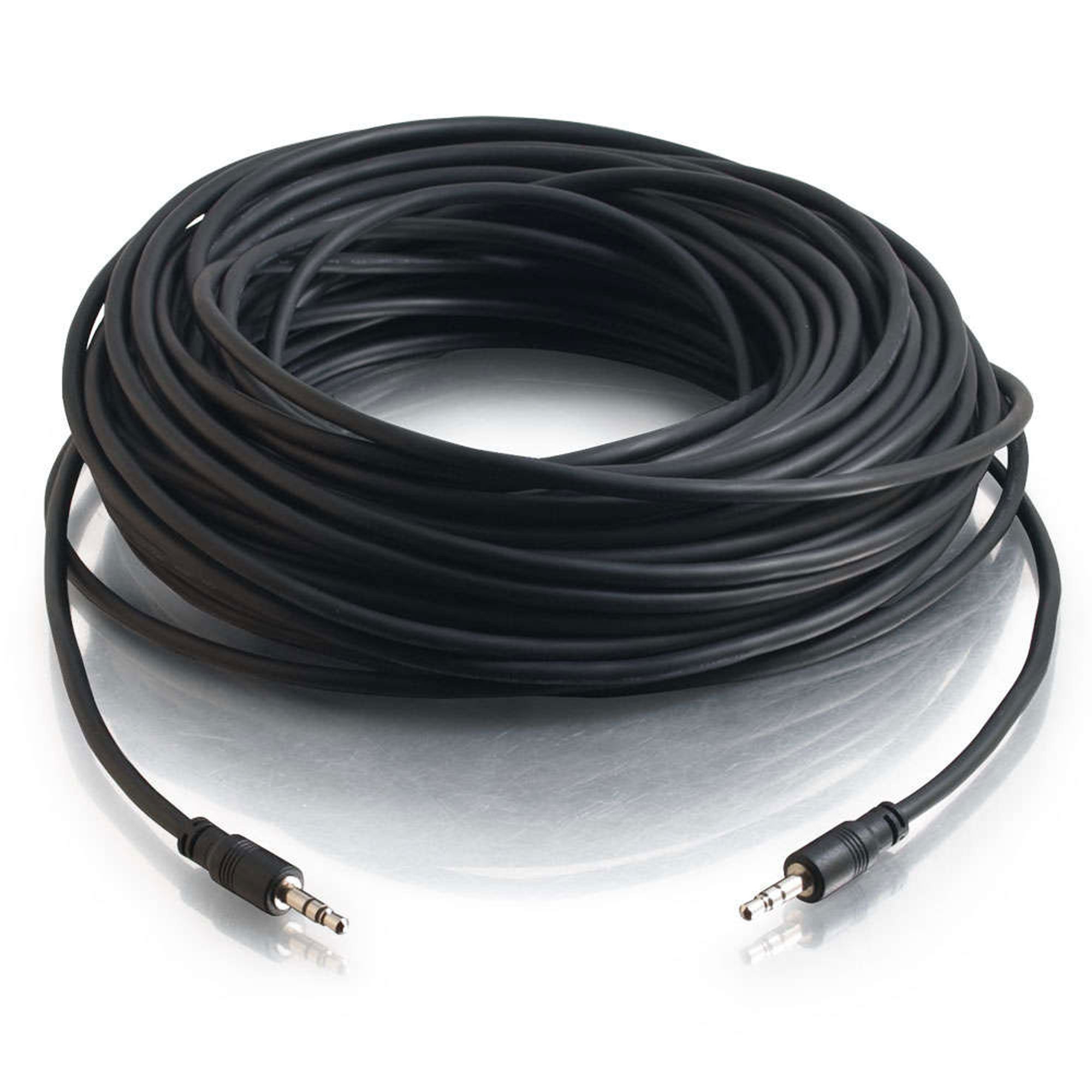 C2G 3.5mm Stereo Audio Cable with Low Profile Connectors Male/Male - In-Wall CMG-Rated (50')