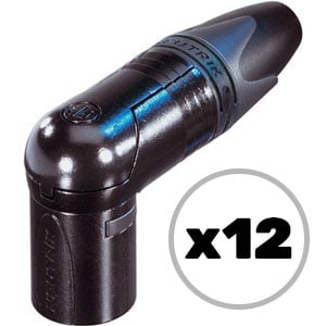 Custom Cable 12x NC3MRX-BAG Black/Silver 90º Male XLR