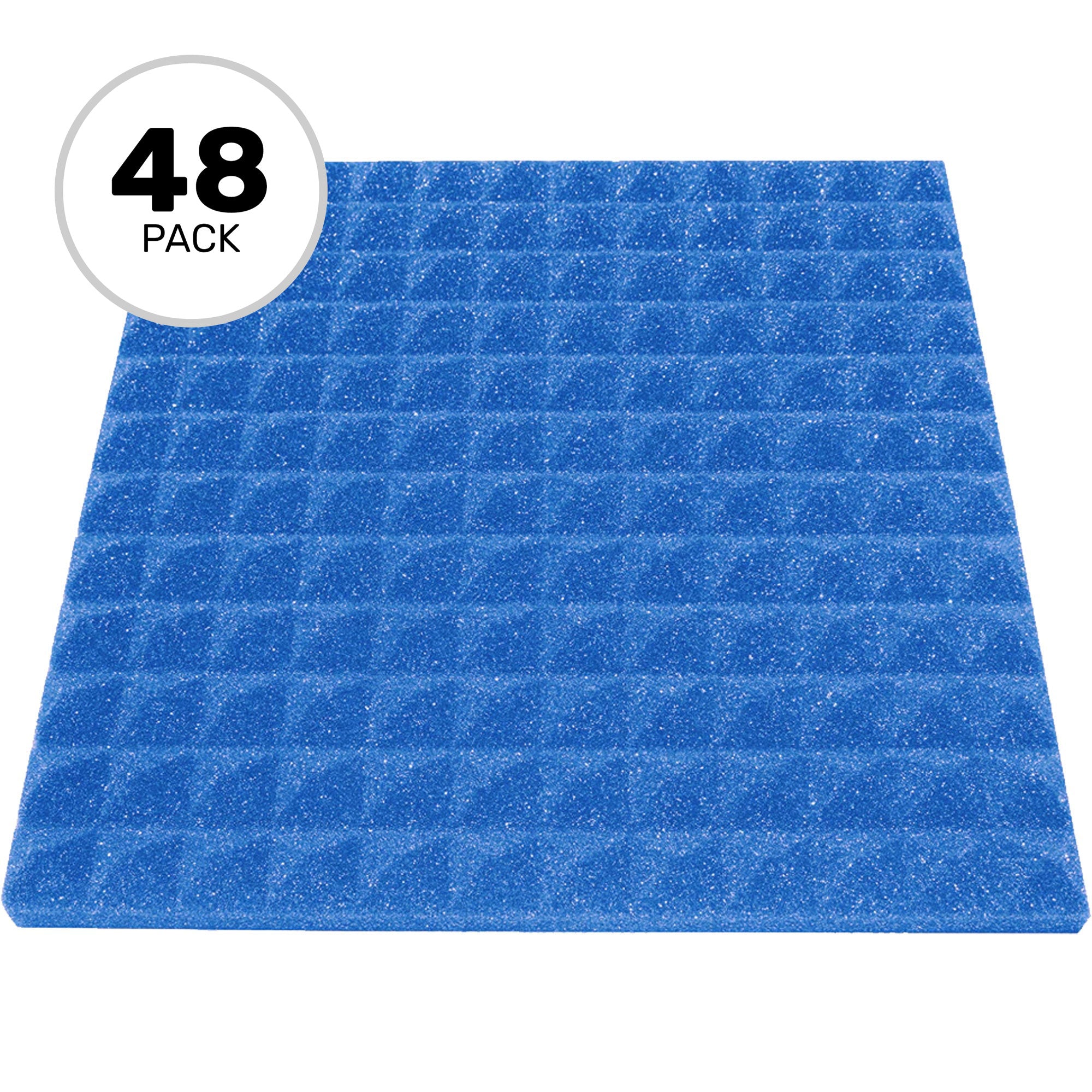 Performance Audio 12" x 12" x 1" Pyramid Acoustic Foam Tile (Blue, 48 Pack)