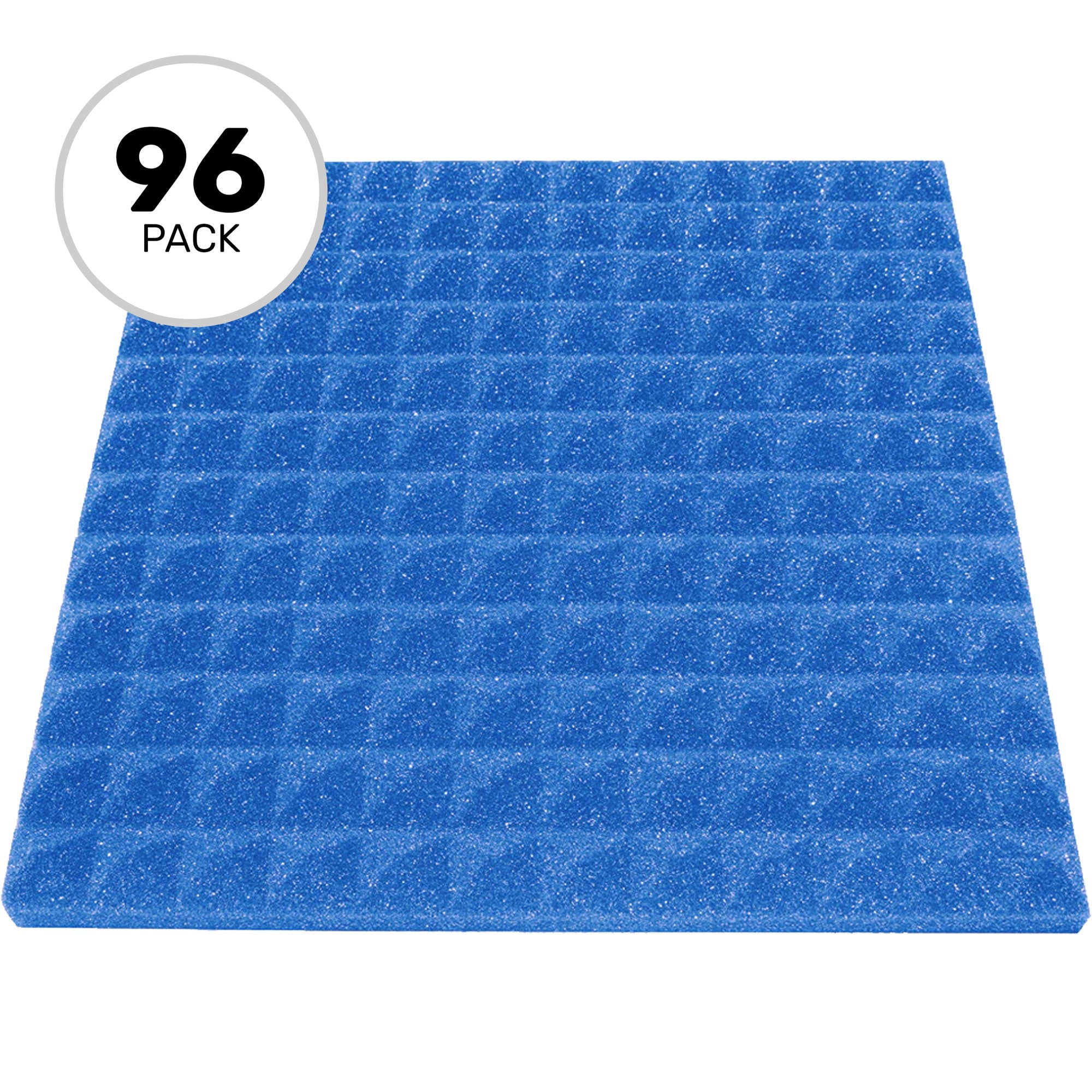 Performance Audio 12" x 12" x 1" Pyramid Acoustic Foam Tile (Blue, 96 Pack)
