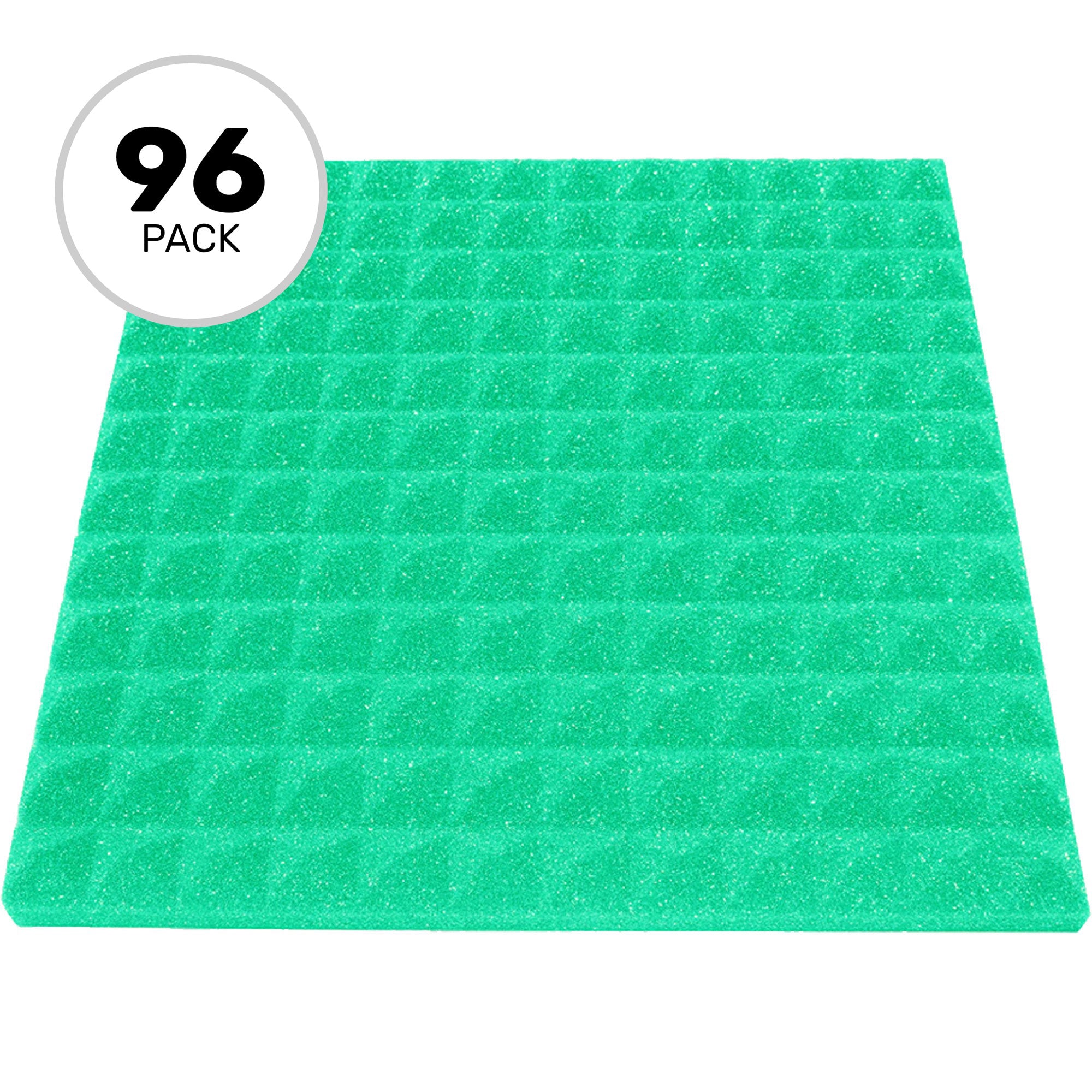 Performance Audio 12" x 12" x 1" Pyramid Acoustic Foam Tile (Kelly Green, 96 Pack)