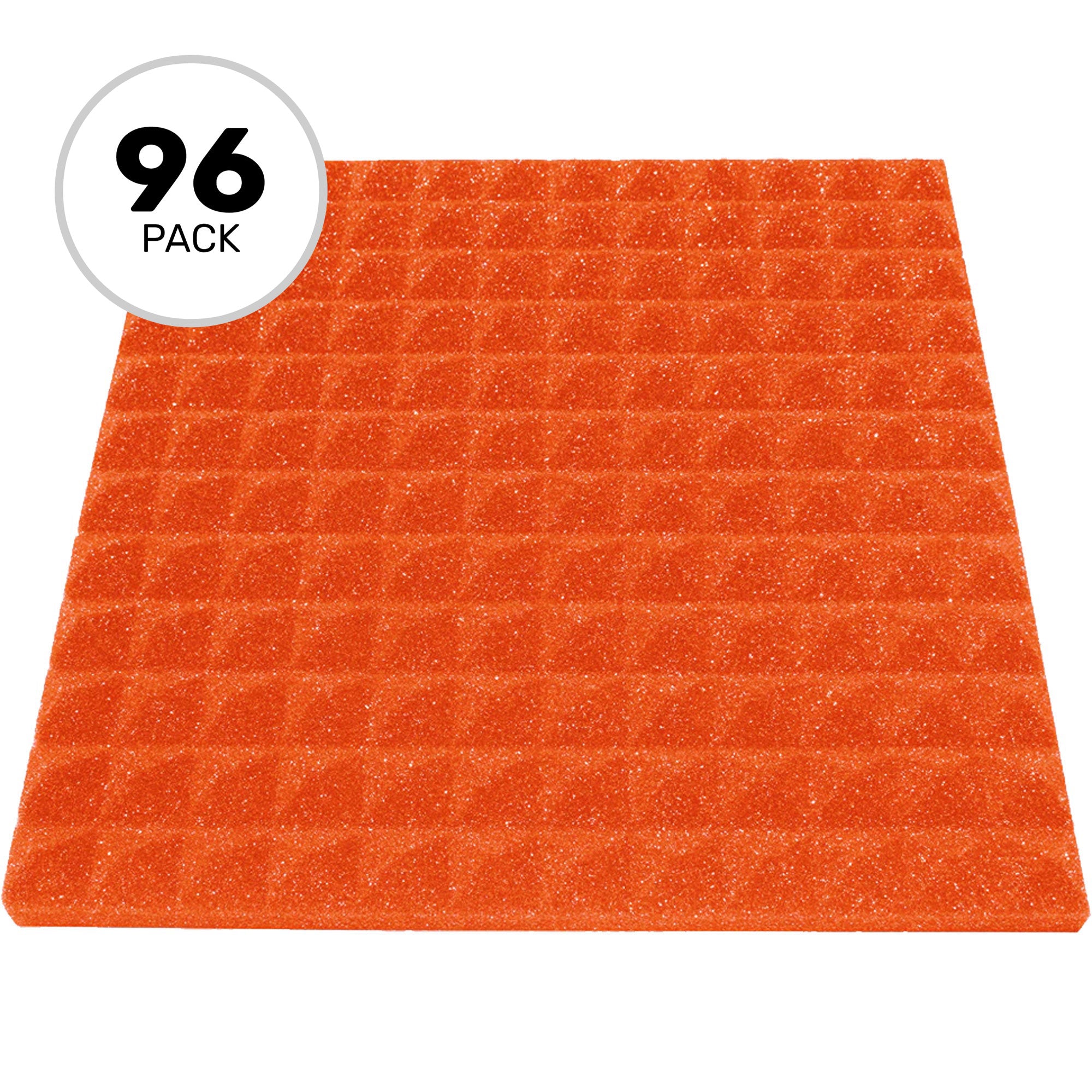 Performance Audio 12" x 12" x 1" Pyramid Acoustic Foam Tile (Orange, 96 Pack)