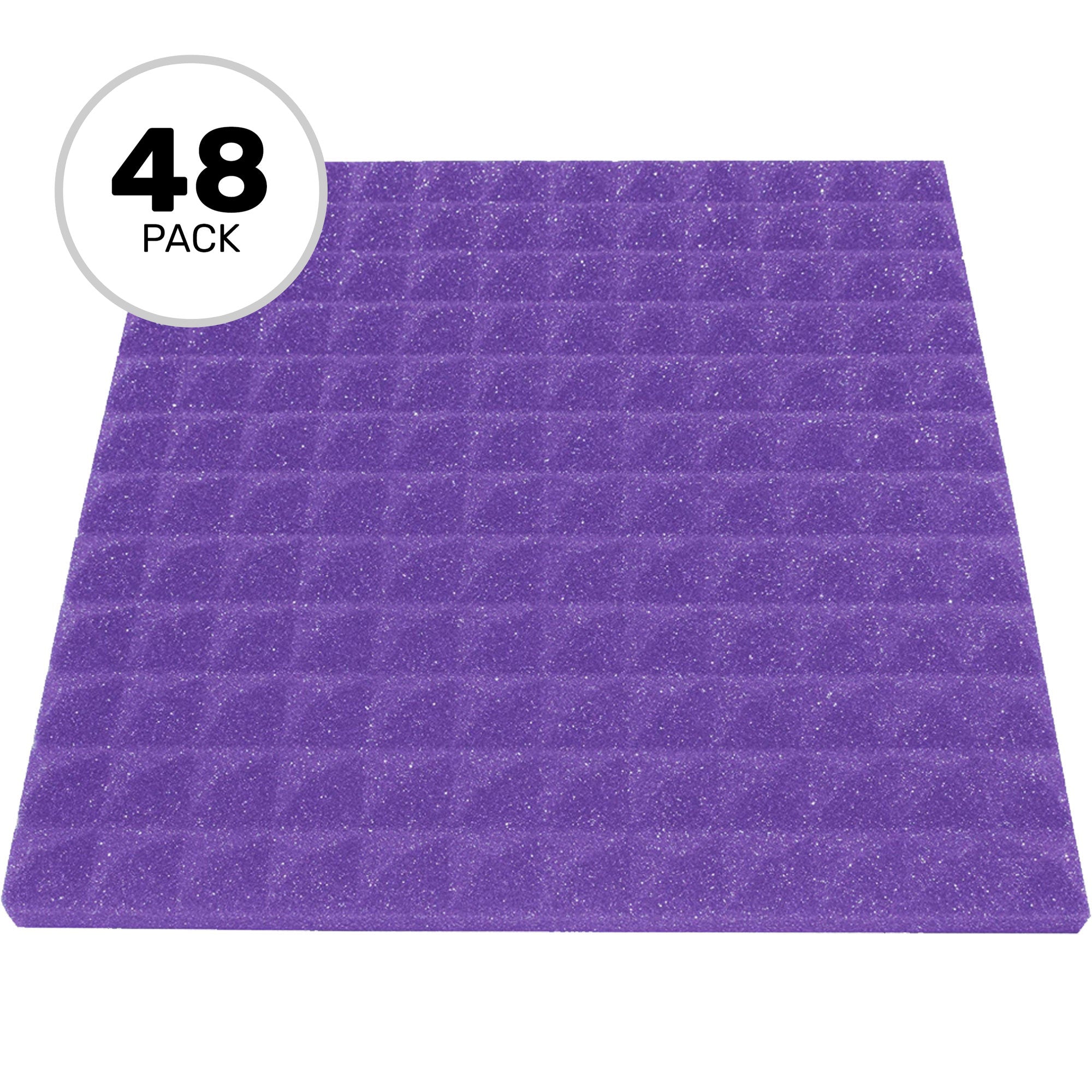 Performance Audio 12" x 12" x 1" Pyramid Acoustic Foam Tile (Purple, 48 Pack)