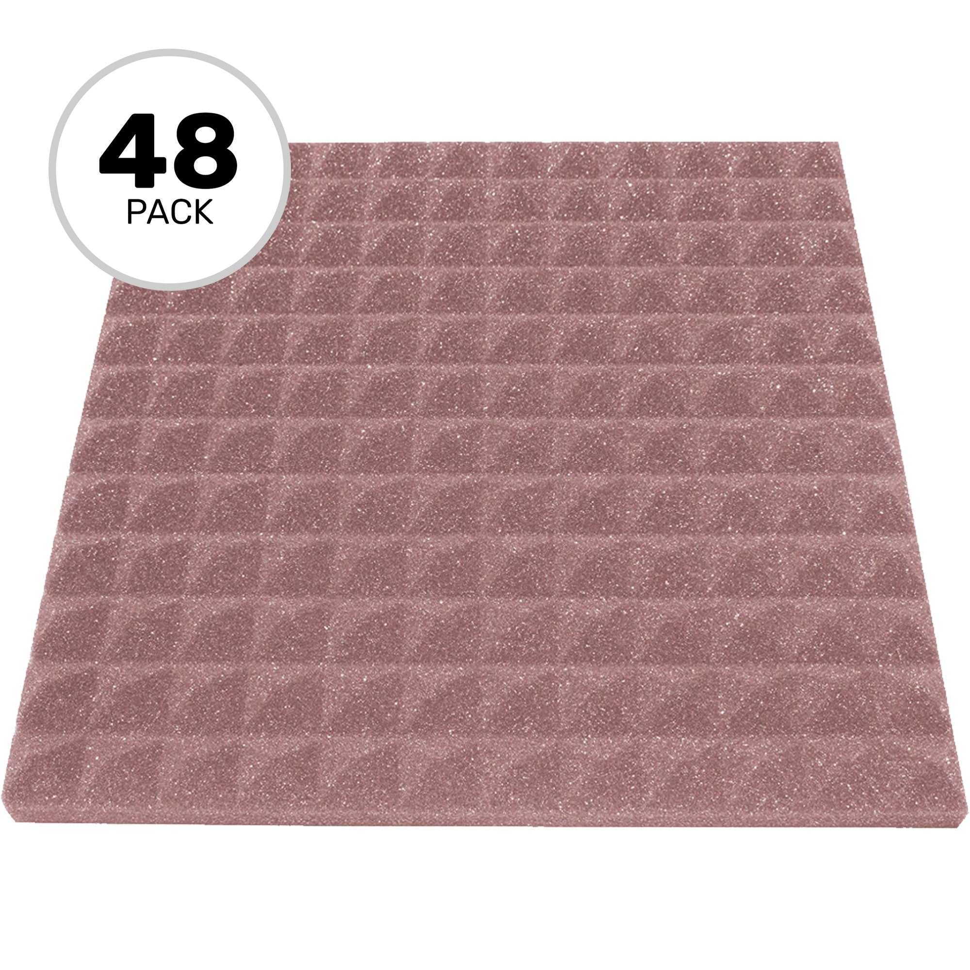 Performance Audio 12" x 12" x 1" Pyramid Acoustic Foam Tile (Rosy Beige, 48 Pack)