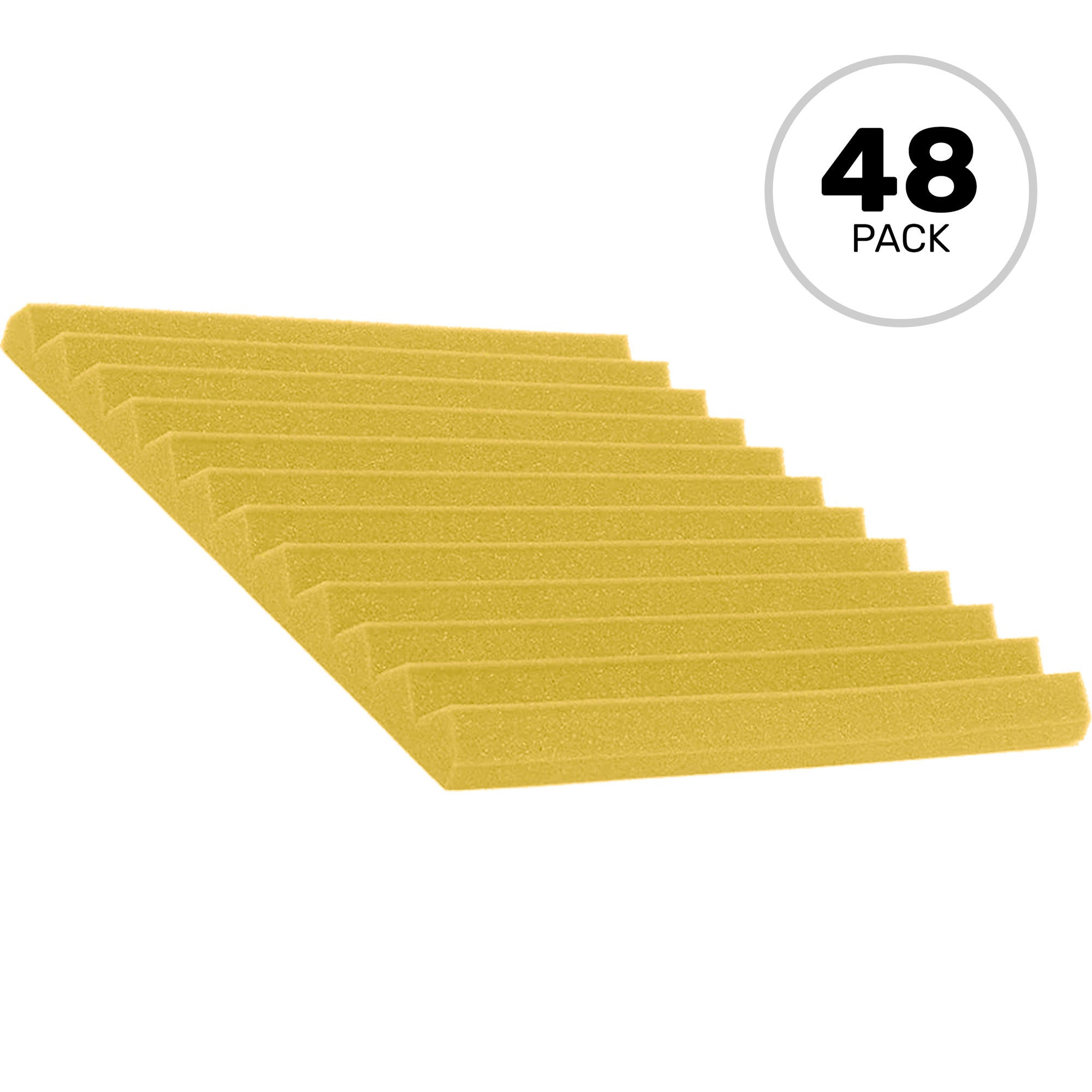 Performance Audio 12" x 12" x 1" Wedge Acoustic Foam Tile (Yellow, 48 Pack)