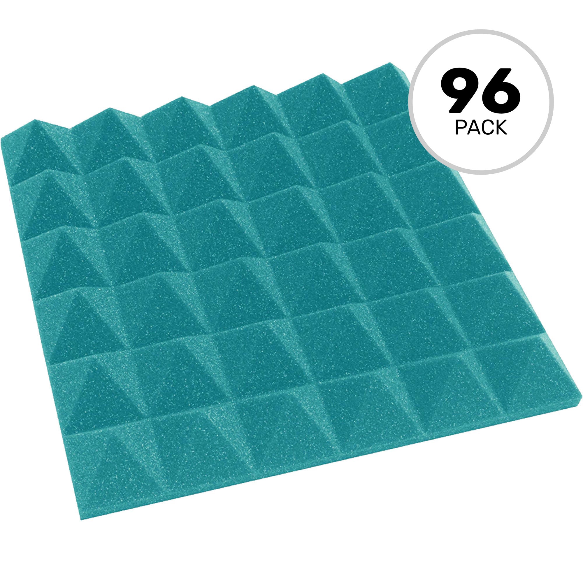 Performance Audio 12" x 12" x 2" Pyramid Acoustic Foam Tile (Teal, 96 Pack)