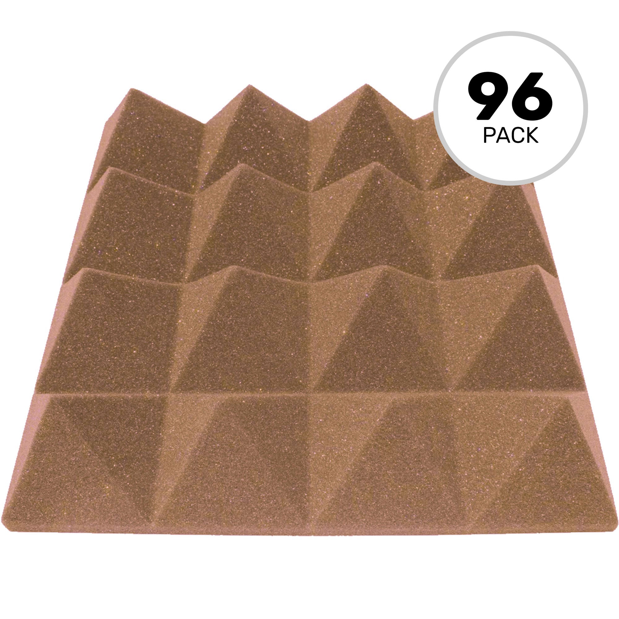 Performance Audio 12" x 12" x 3" Pyramid Acoustic Foam Tile (Brown, 96 Pack)
