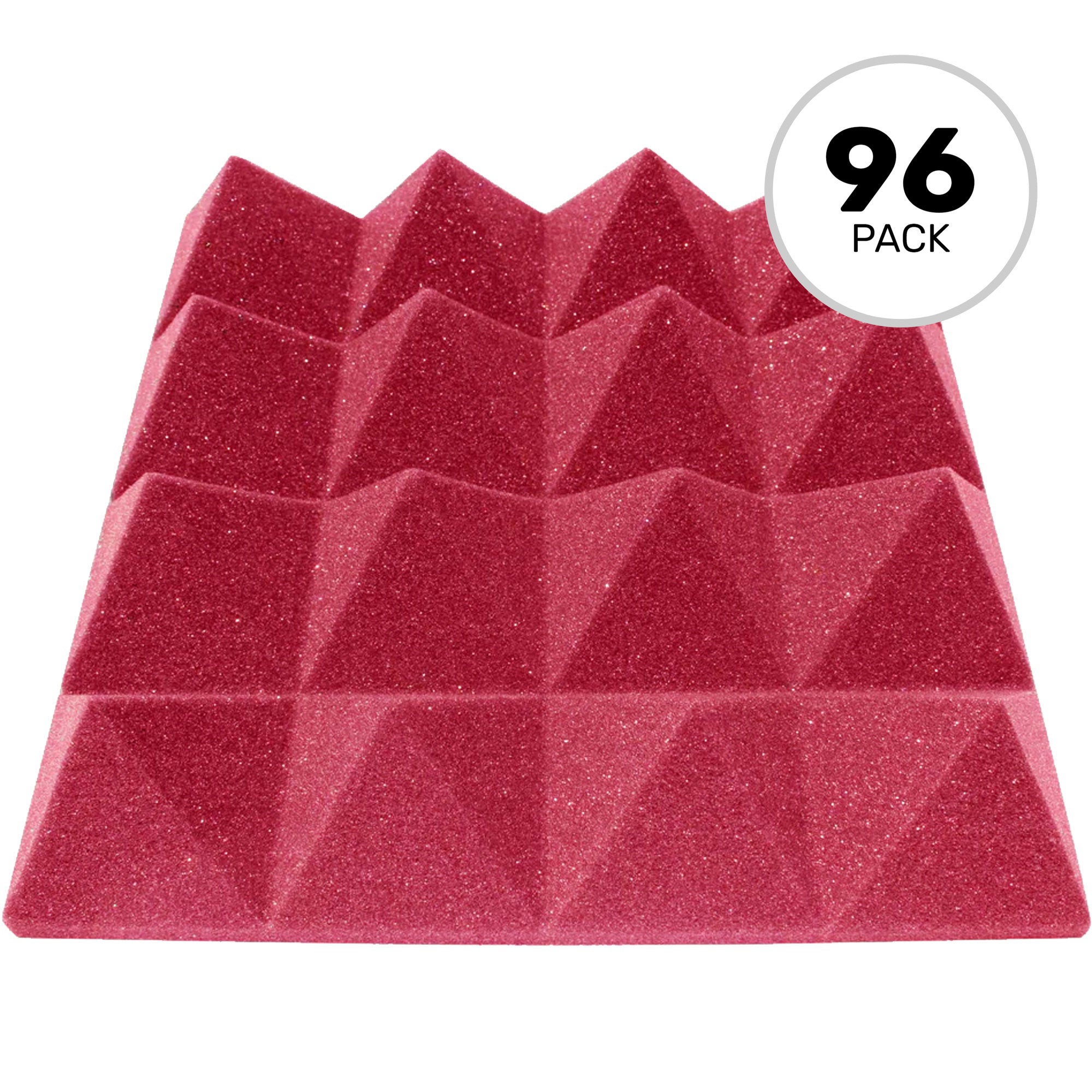 Performance Audio 12" x 12" x 3" Pyramid Acoustic Foam Tile (Burgundy, 96 Pack)