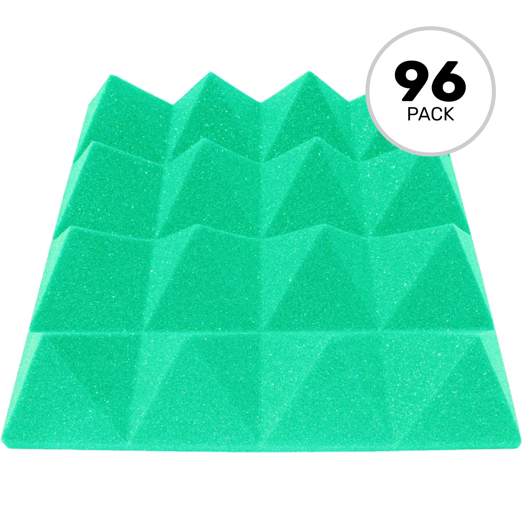 Performance Audio 12" x 12" x 3" Pyramid Acoustic Foam Tile (Kelly Green, 96 Pack) Image 1