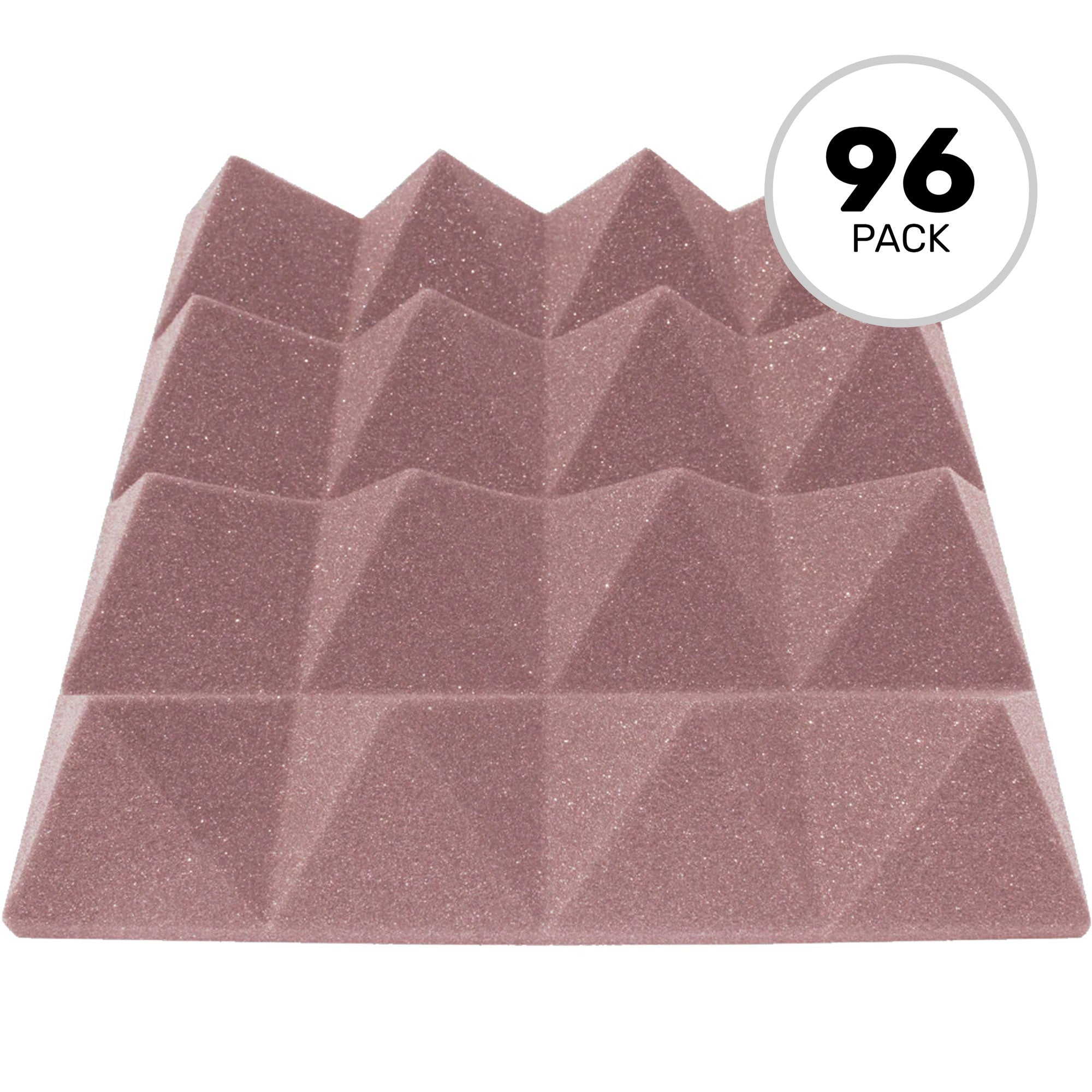 Performance Audio 12" x 12" x 3" Pyramid Acoustic Foam Tile (Rosy Beige, 96 Pack)