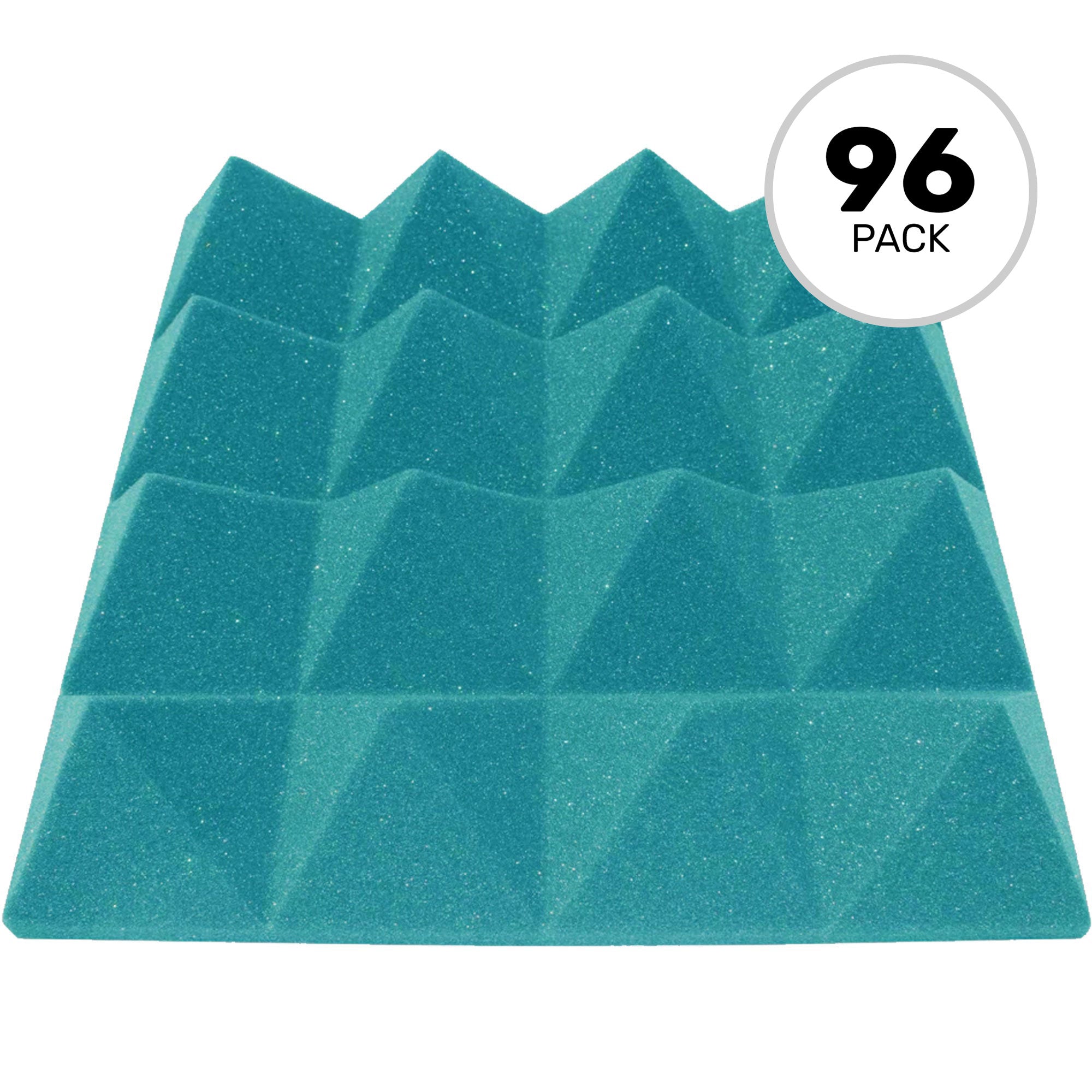 Performance Audio 12" x 12" x 3" Pyramid Acoustic Foam Tile (Teal, 96 Pack)