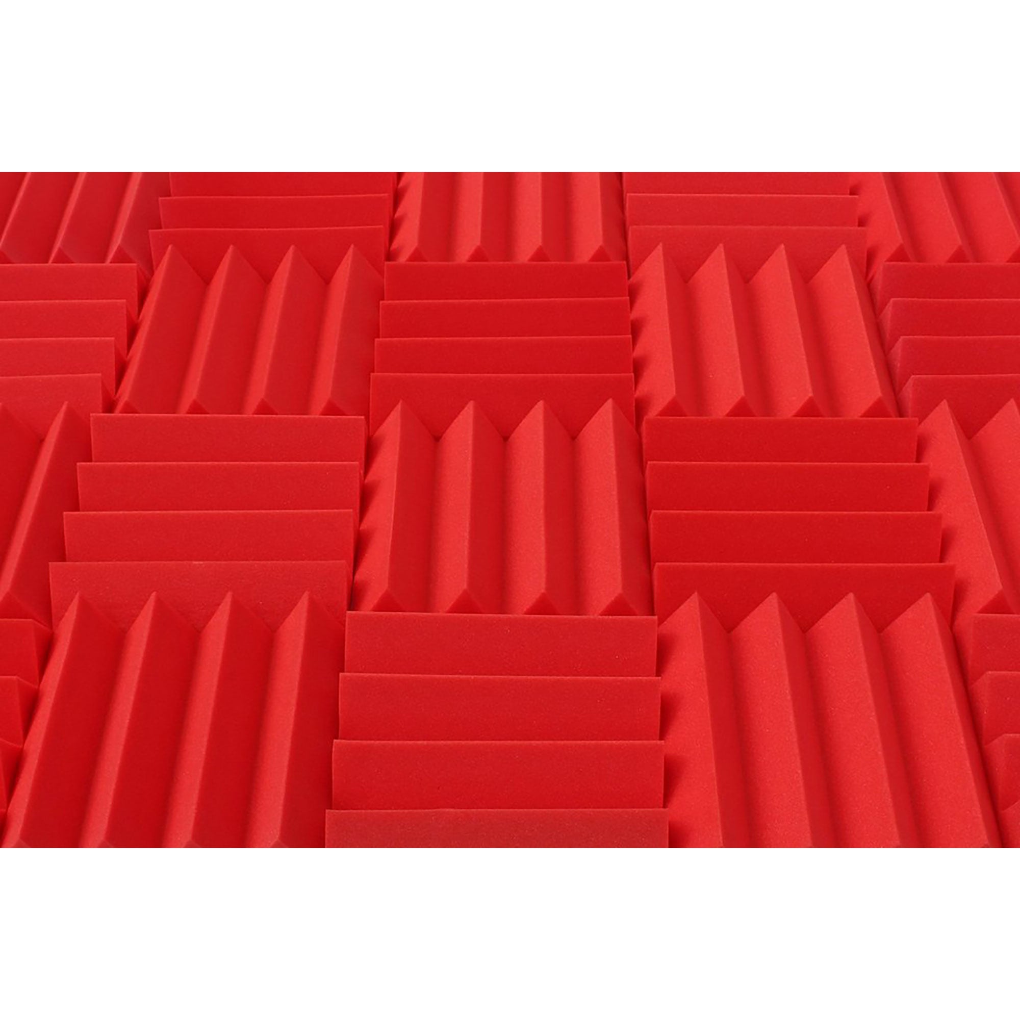 Performance Audio 12" x 12" x 3" Wedge Acoustic Foam Tile (Red, 48 Pack)