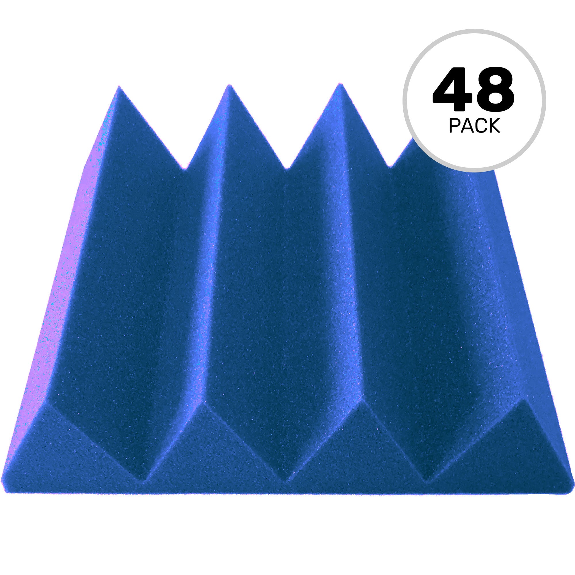 Performance Audio 12" x 12" x 3" Wedge Acoustic Foam Tile (Blue, 48 Pack)