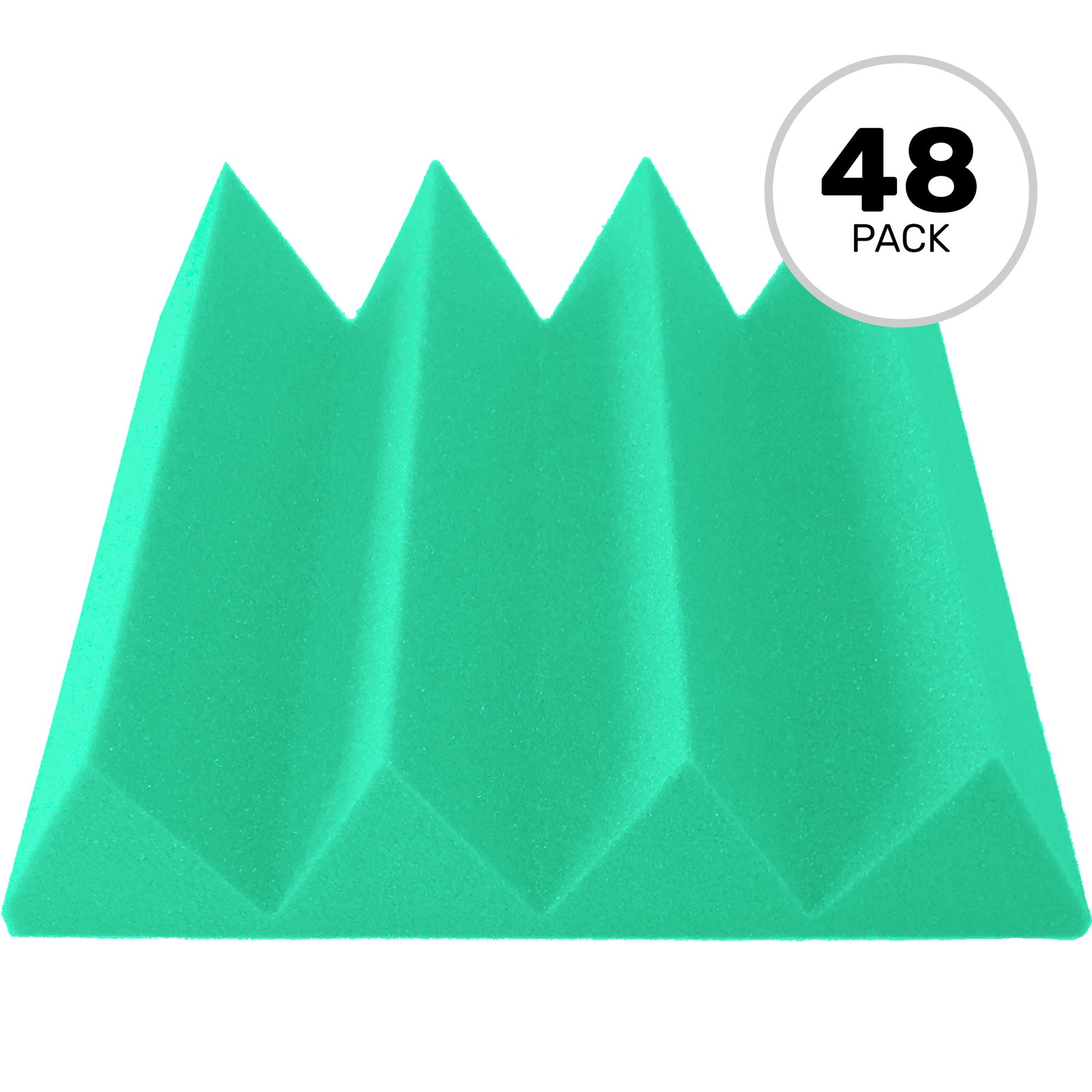 Performance Audio 12" x 12" x 3" Wedge Acoustic Foam Tile (Kelly Green, 48 Pack)