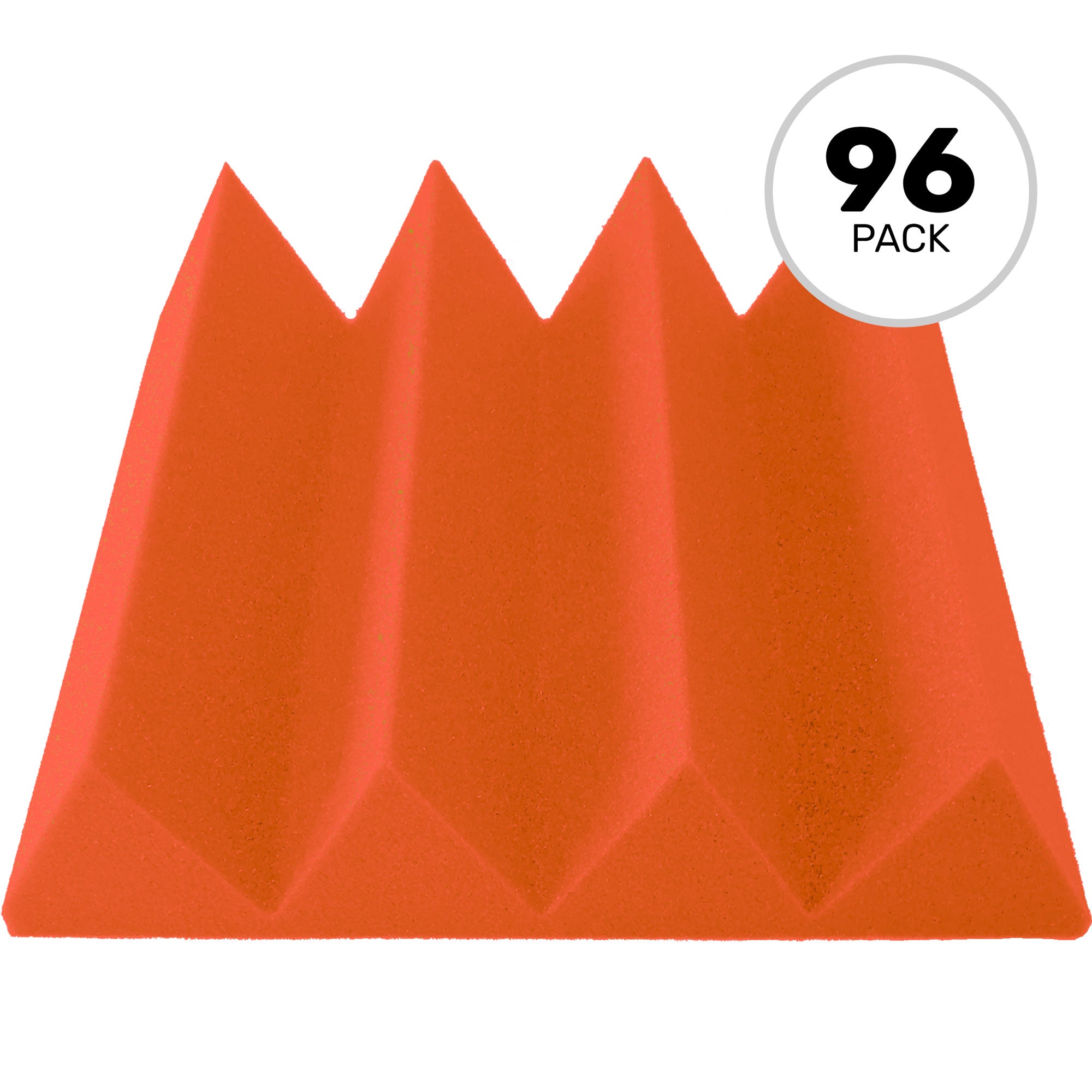 Performance Audio 12" x 12" x 3" Wedge Acoustic Foam Tile (Orange, 96 Pack)