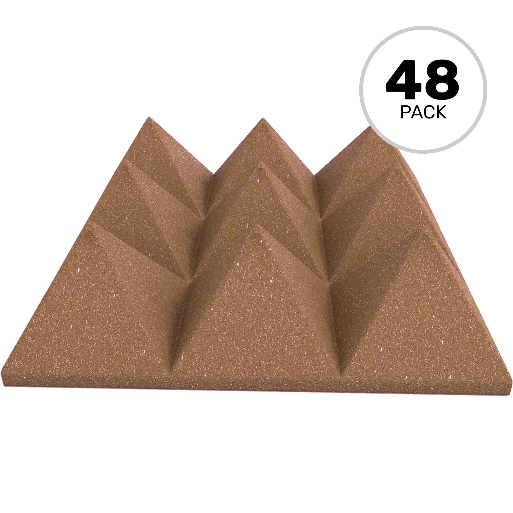 Performance Audio 12" x 12" x 4" Pyramid Acoustic Foam Tile (Brown, 48 Pack)