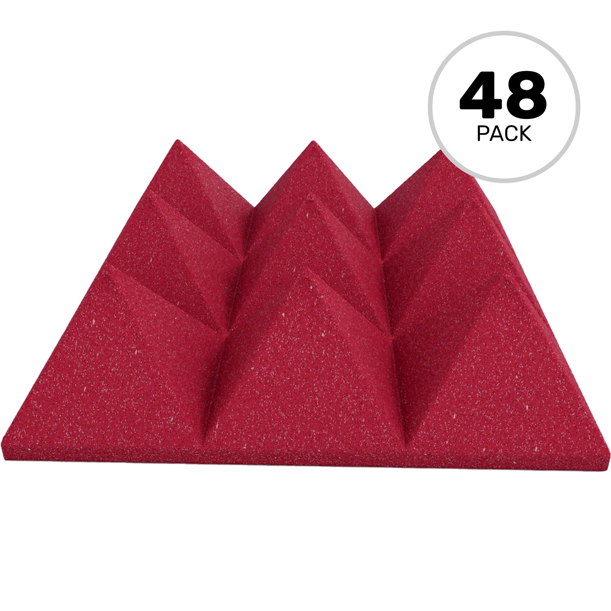 Performance Audio 12" x 12" x 4" Pyramid Acoustic Foam Tile (Burgundy, 48 Pack)