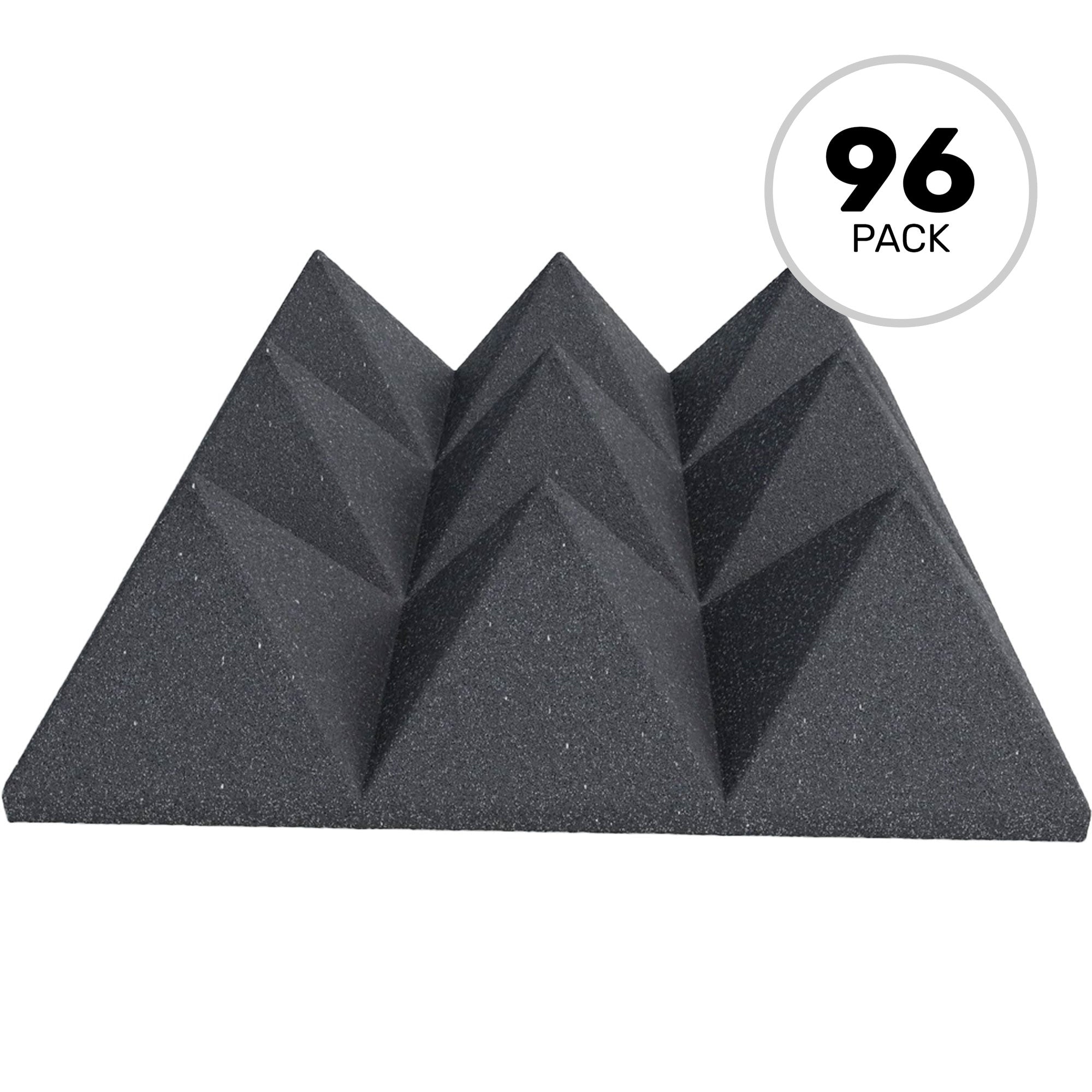 Performance Audio 12" x 12" x 4" Pyramid Acoustic Foam Tile (Charcoal, 96 Pack)