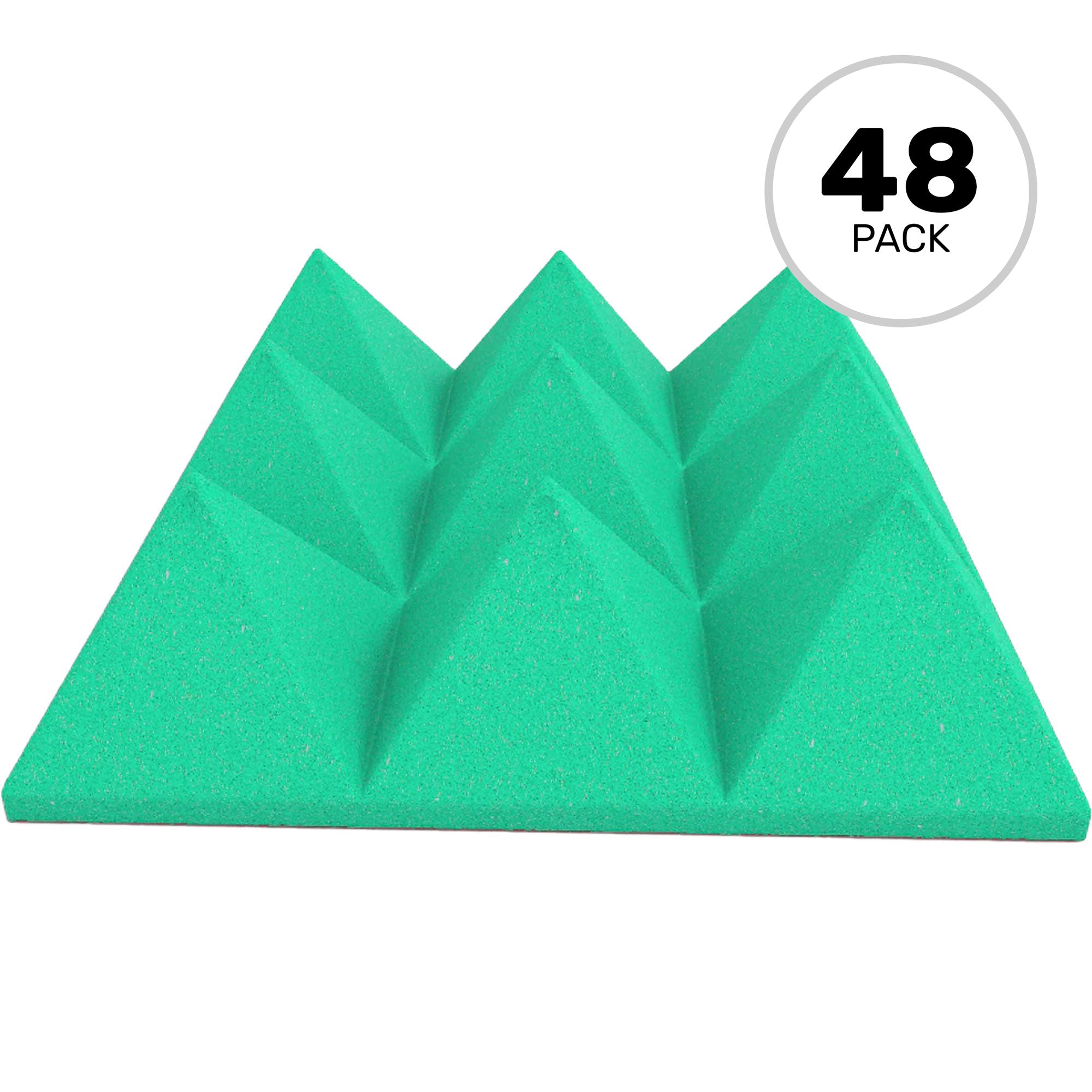 Performance Audio 12" x 12" x 4" Pyramid Acoustic Foam Tile (Kelly Green, 48 Pack)