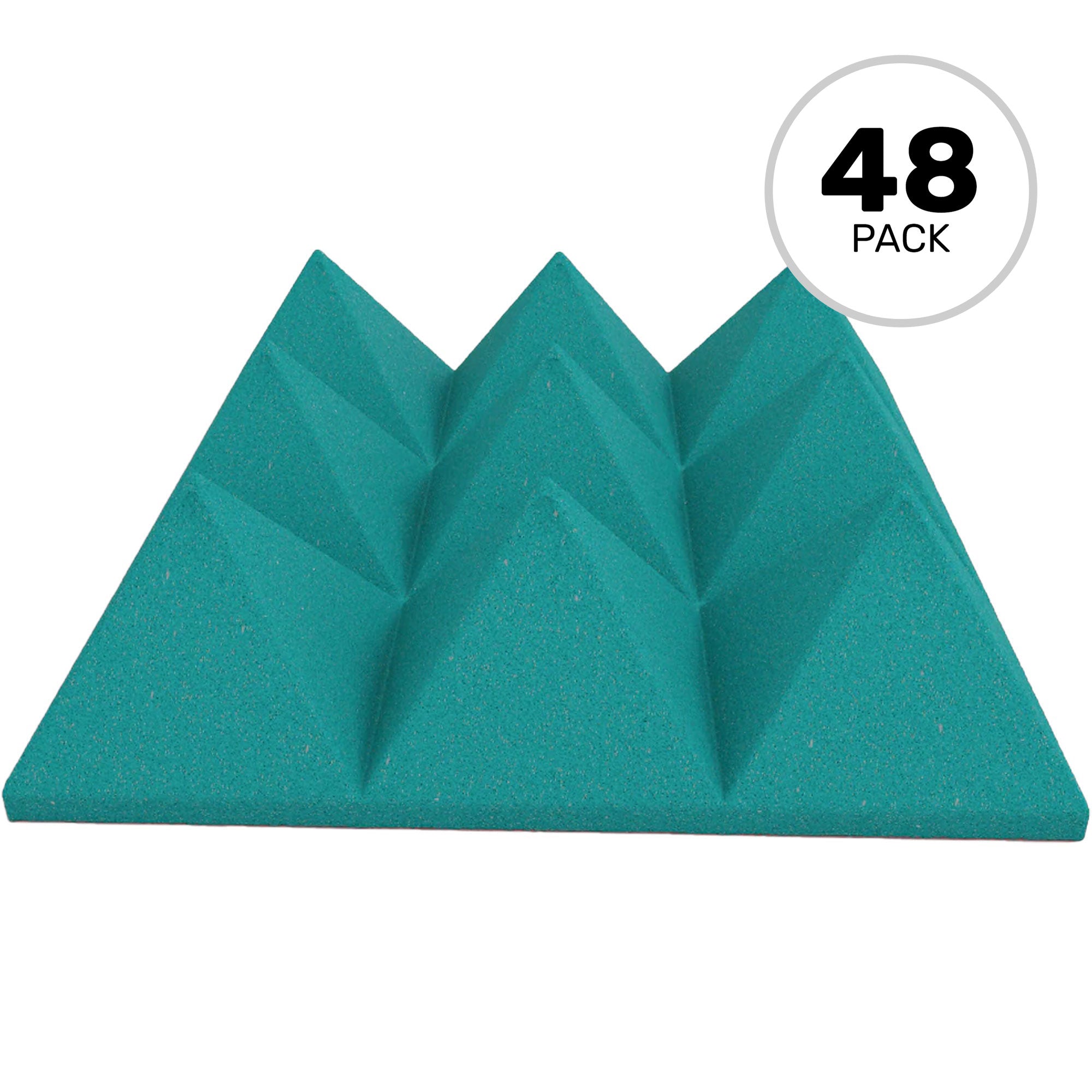 Performance Audio 12" x 12" x 4" Pyramid Acoustic Foam Tile (Teal, 48 Pack)
