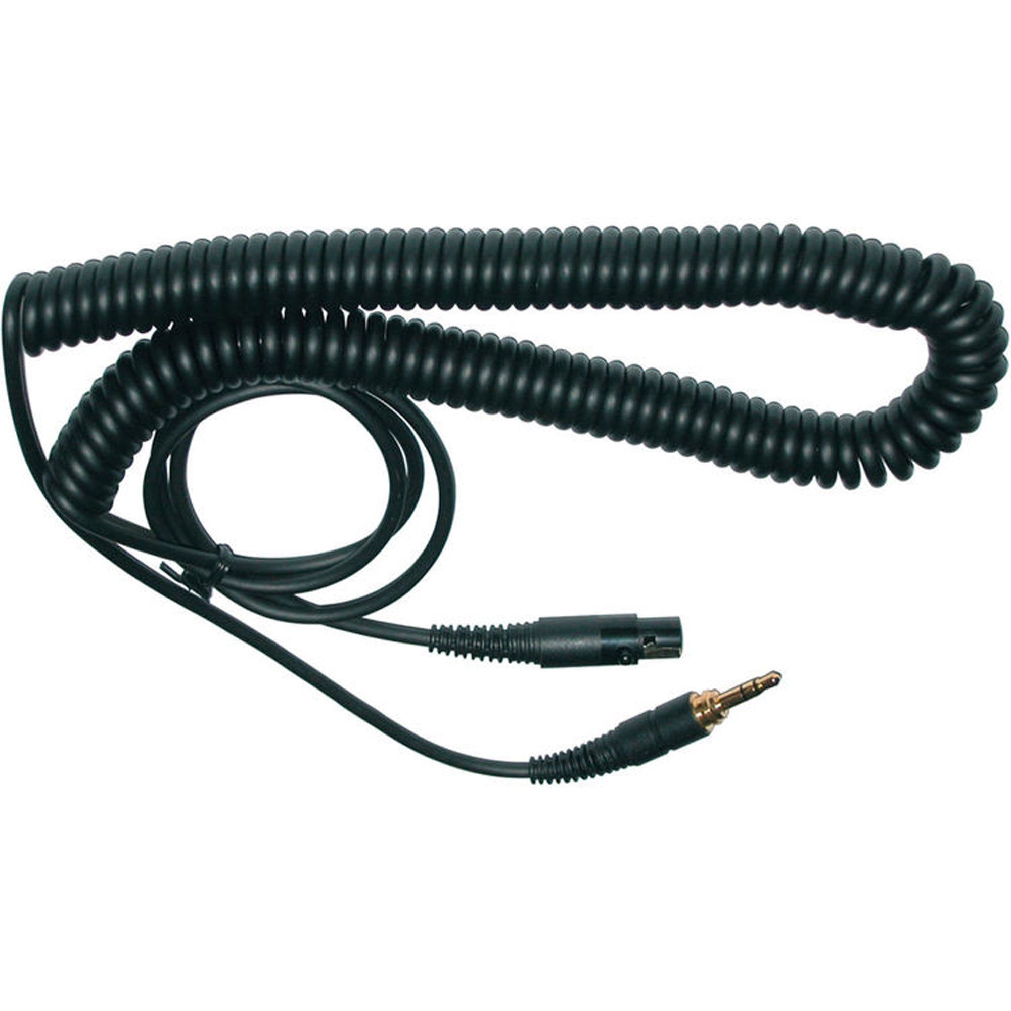 Coiled black cable with audio connectors for AKG K271MKII headphones