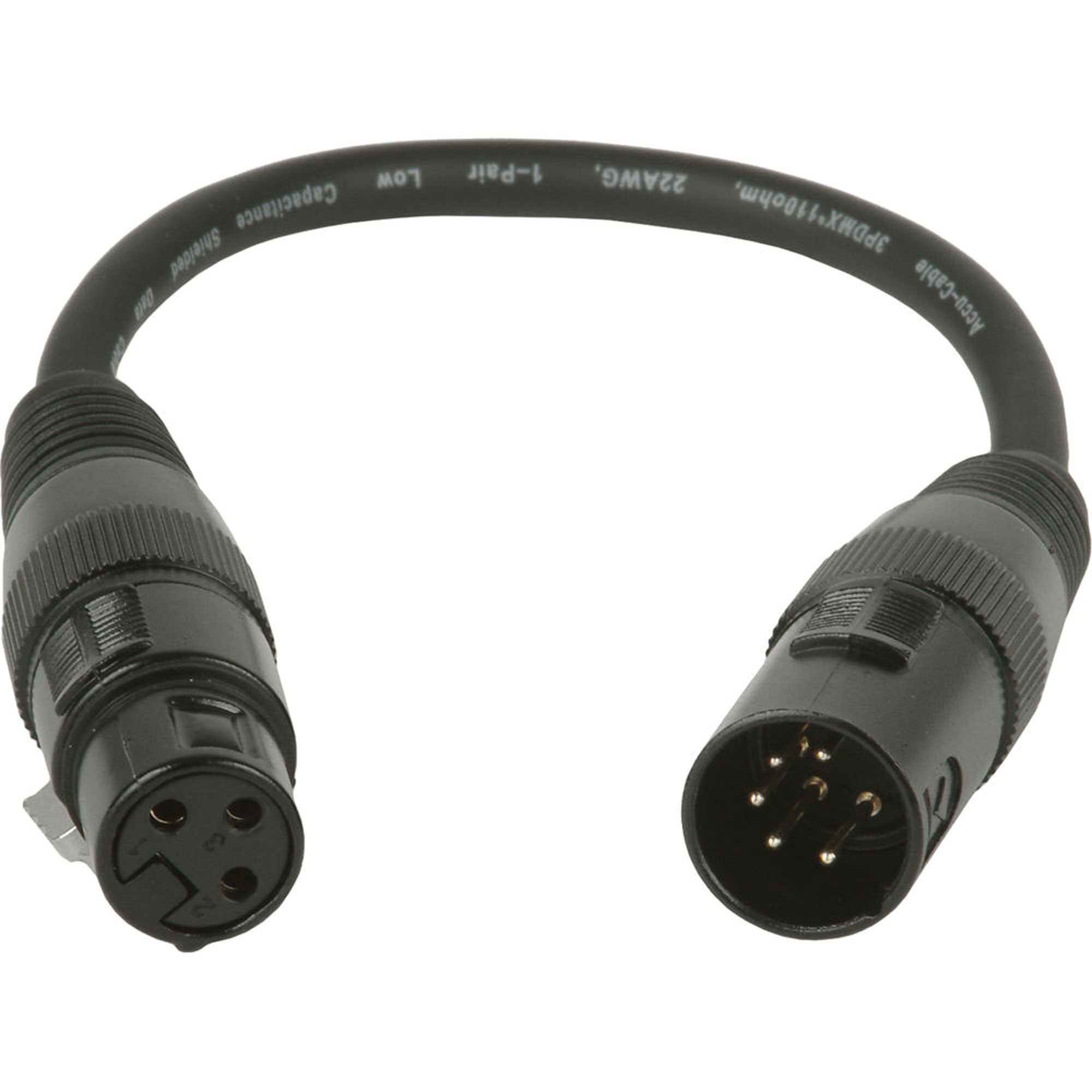 American DJ Accu-Cable AC5PM3PFM 5-Pin Male to 3-Pin Female XLR Cable