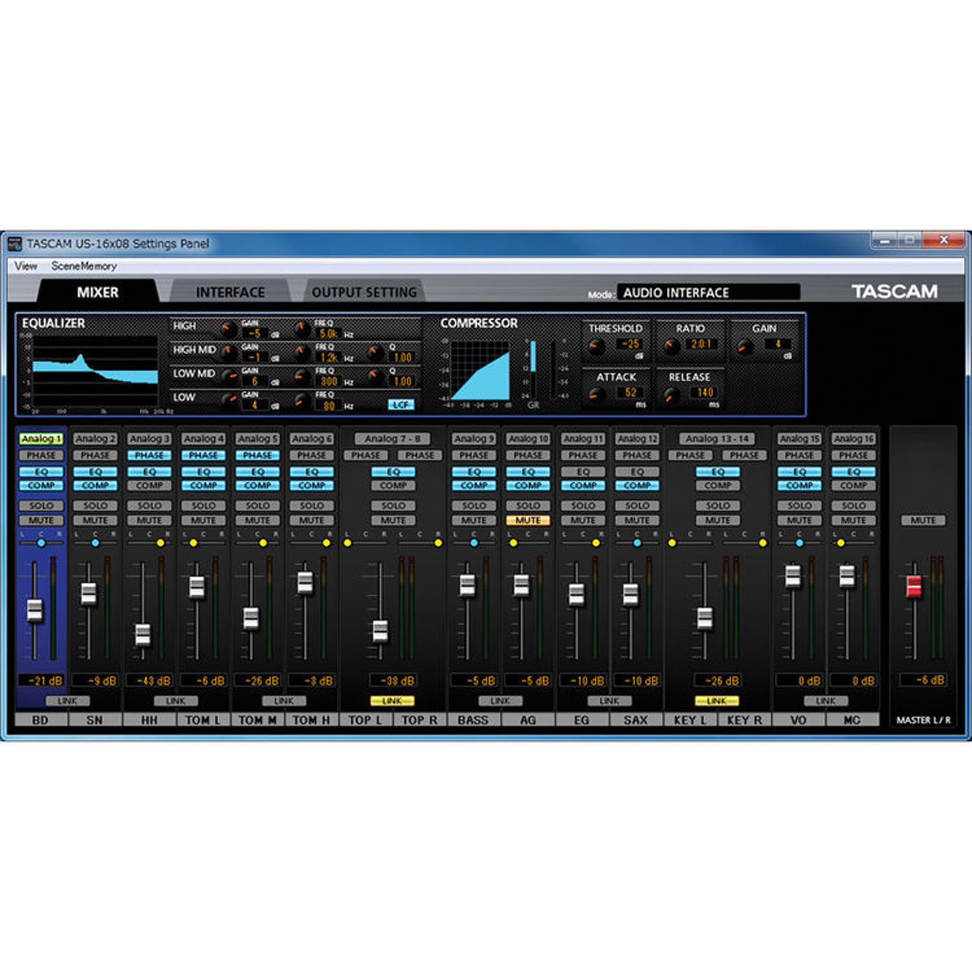 Tascam US-16x08 USB Audio/MIDI Interface