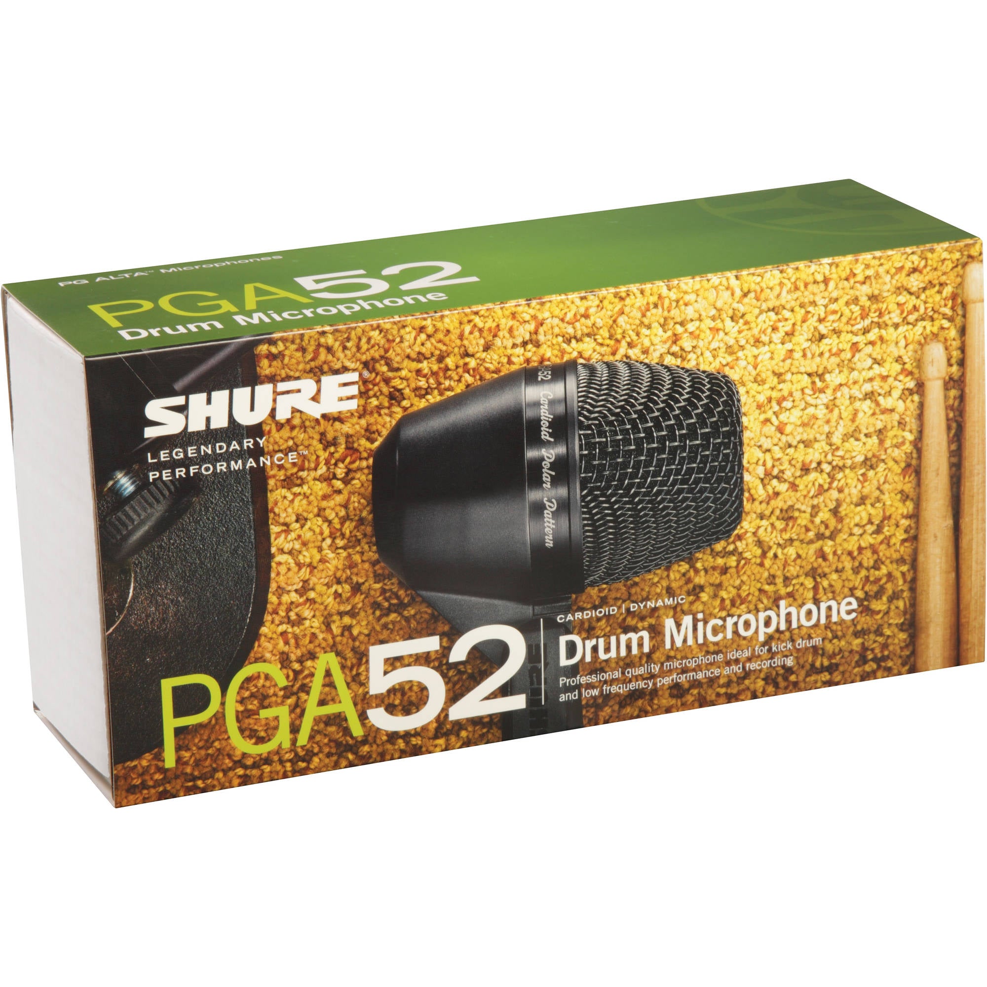 Shure PGA52 Cardioid Dynamic Kick Drum Microphone with XLR to XLR Cable