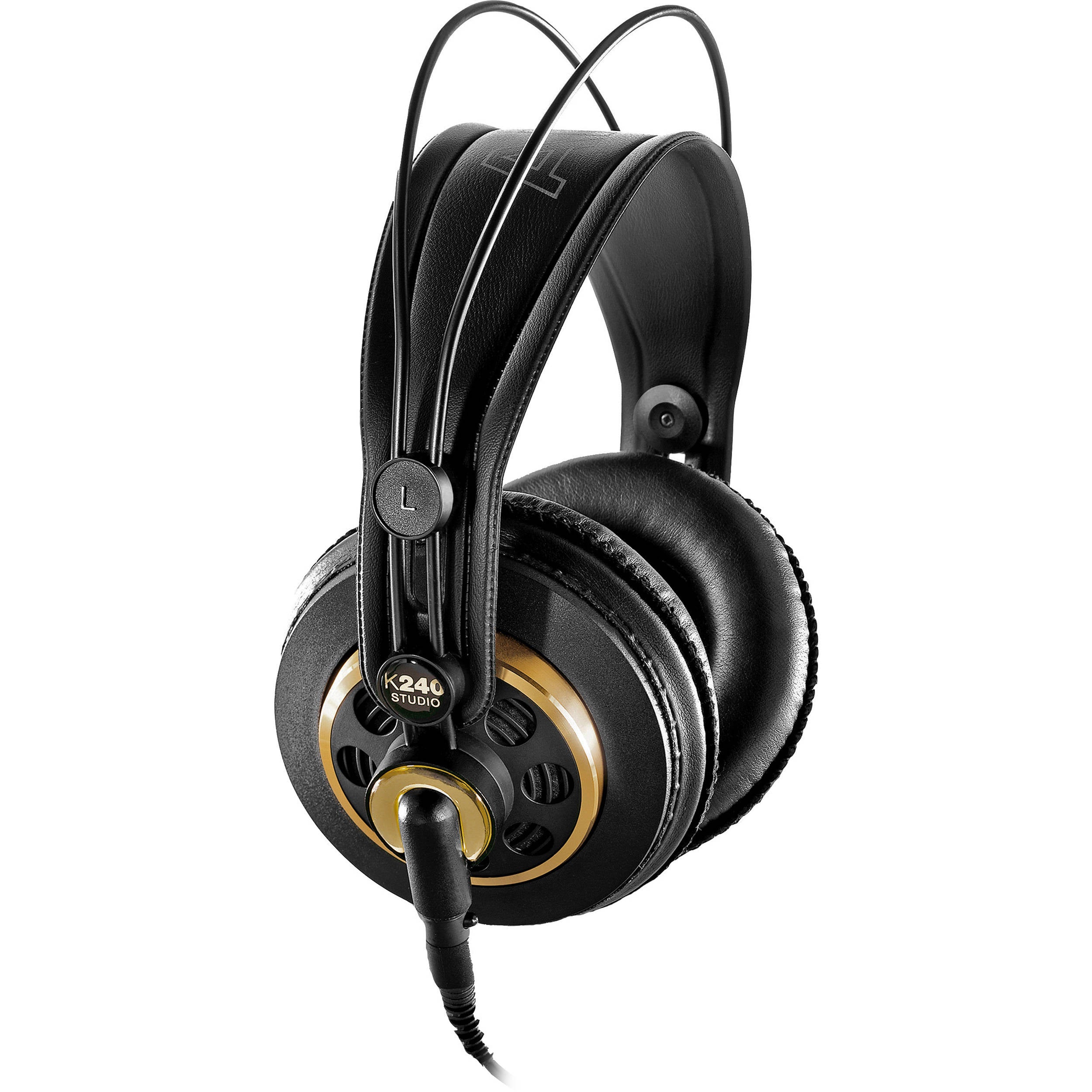AKG K240 Studio headphones with attached cable.
