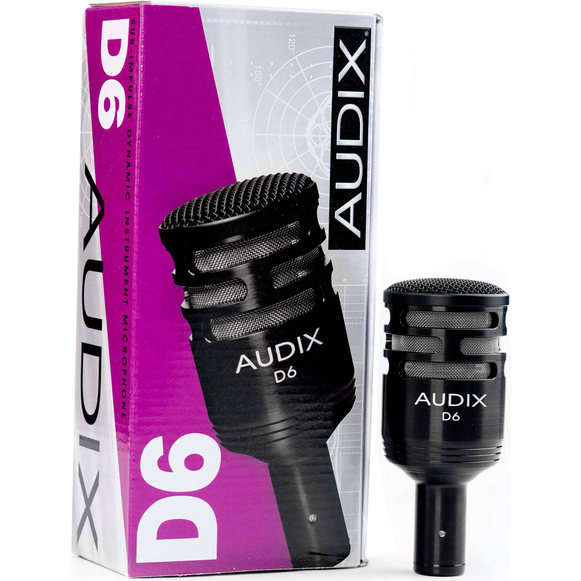 Audix D6 Cardioid Dynamic Kick Drum Microphone with FREE 20' XLR Cable