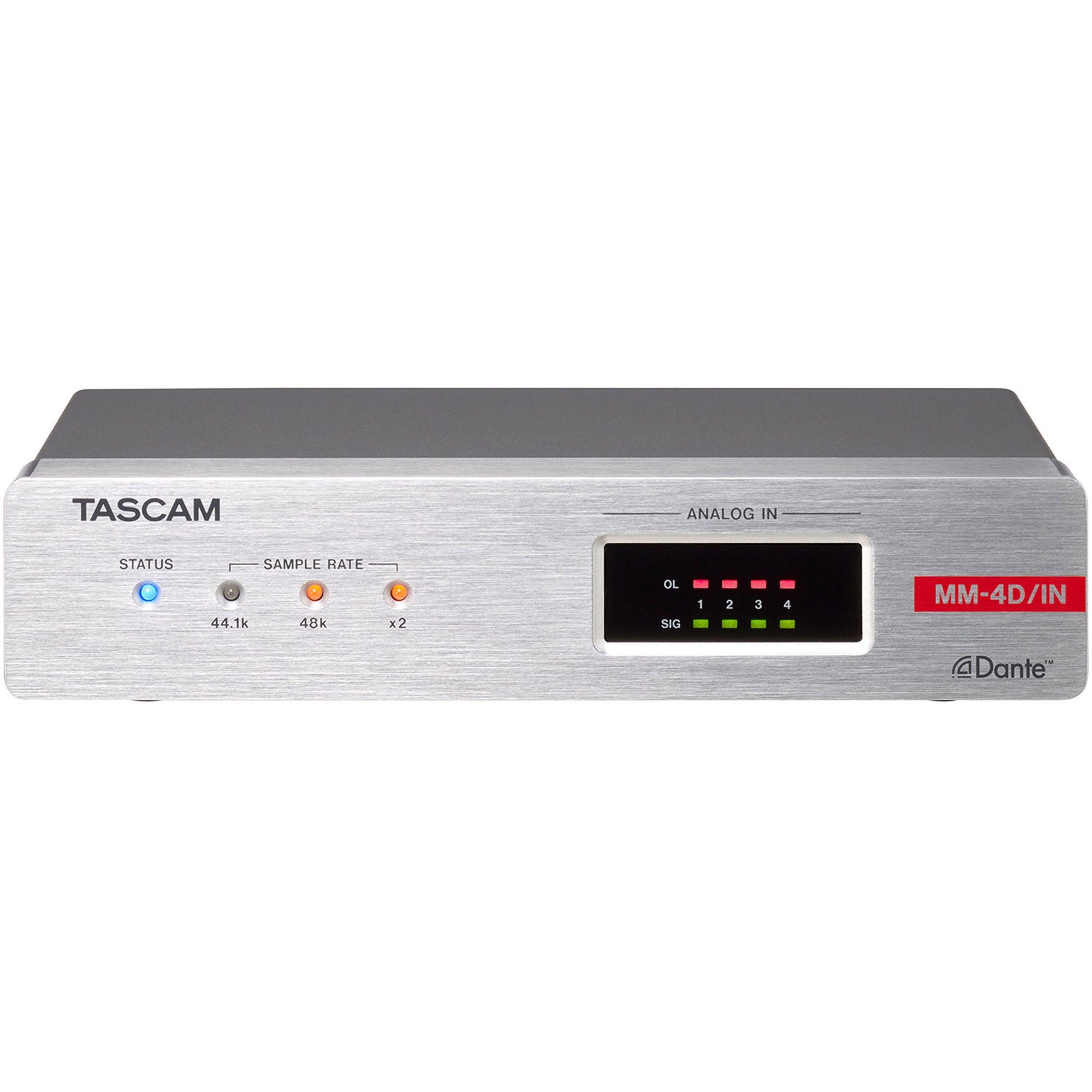 Tascam MM-4D/IN-E 4-Channel Mic/Line Input Dante Converter with Built-In DSP Mixer (Euroblock)