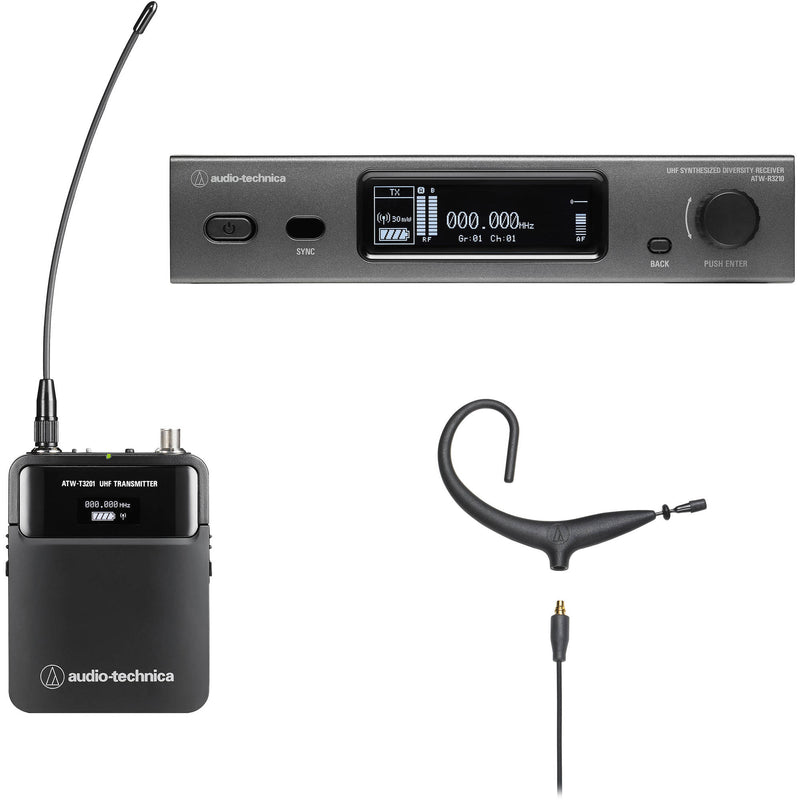 Audio-Technica ATW-3211/893x Wireless Omni MicroEarset Microphone System (Black, 470-530 MHz)