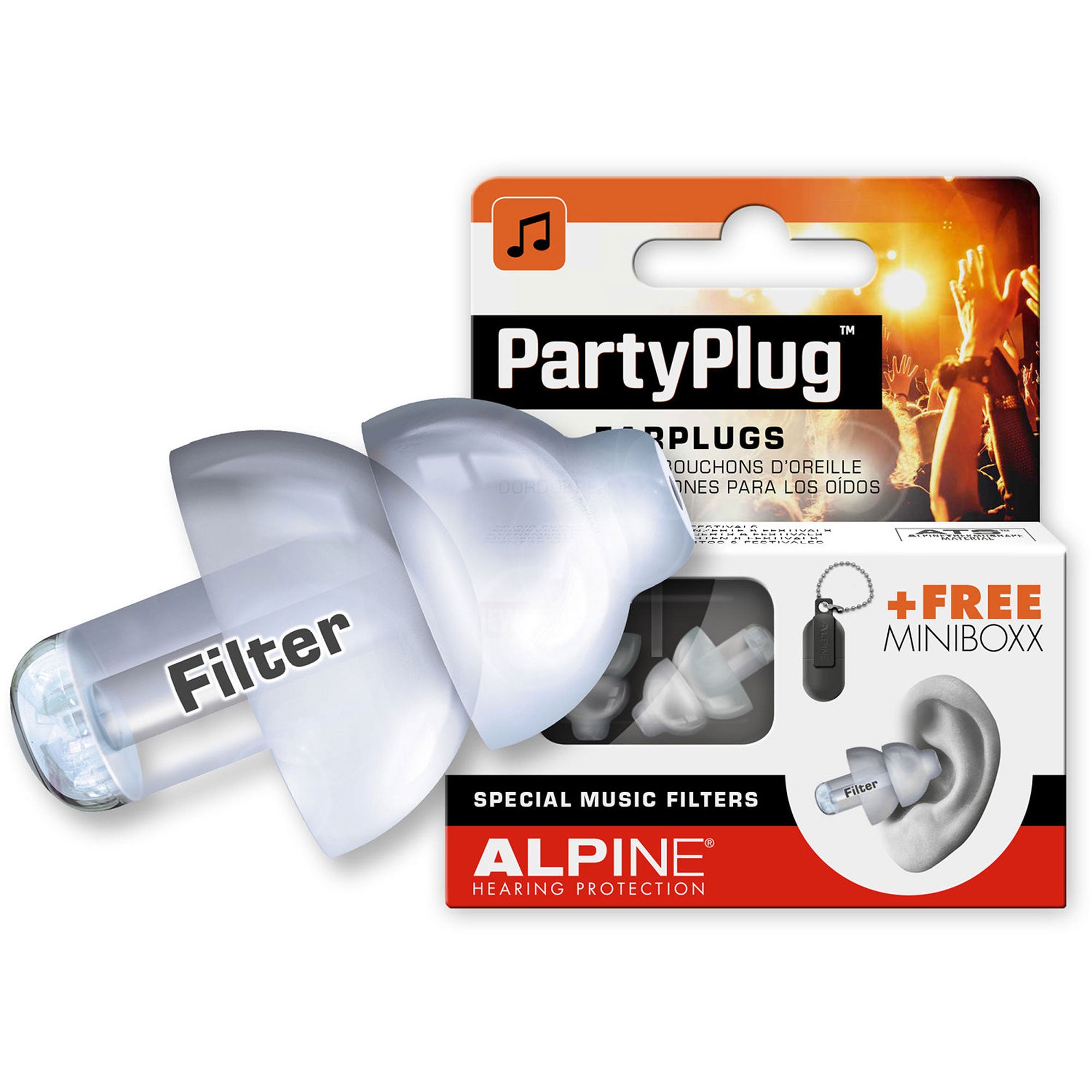 Alpine Hearing Protection PartyPlug Earplugs (Transparent)