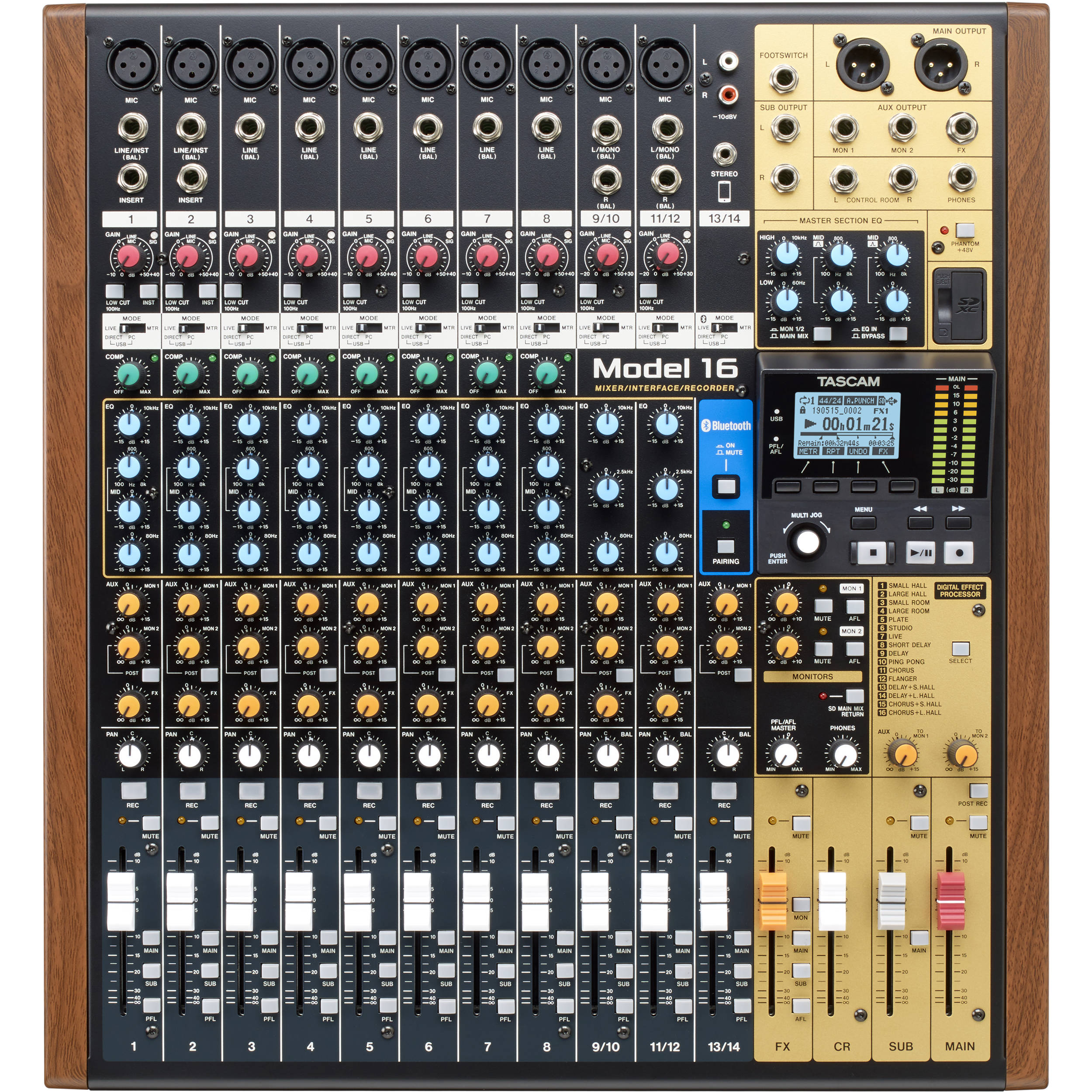 Tascam Model 16 Hybrid 14-Channel Mixer, Multitrack Recorder and USB Audio Interface
