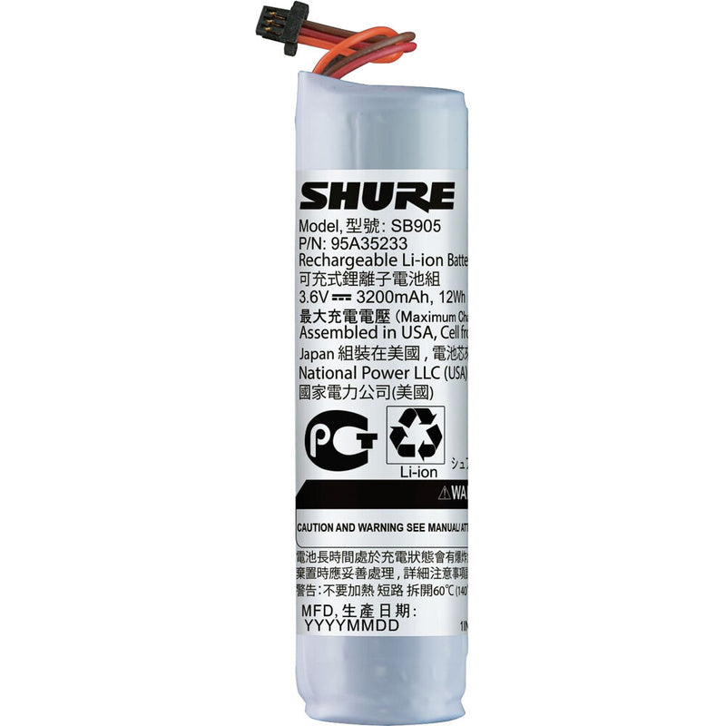 Shure SB905 Lithium-Ion Rechargeable Battery for MXW2 Handheld Transmitter