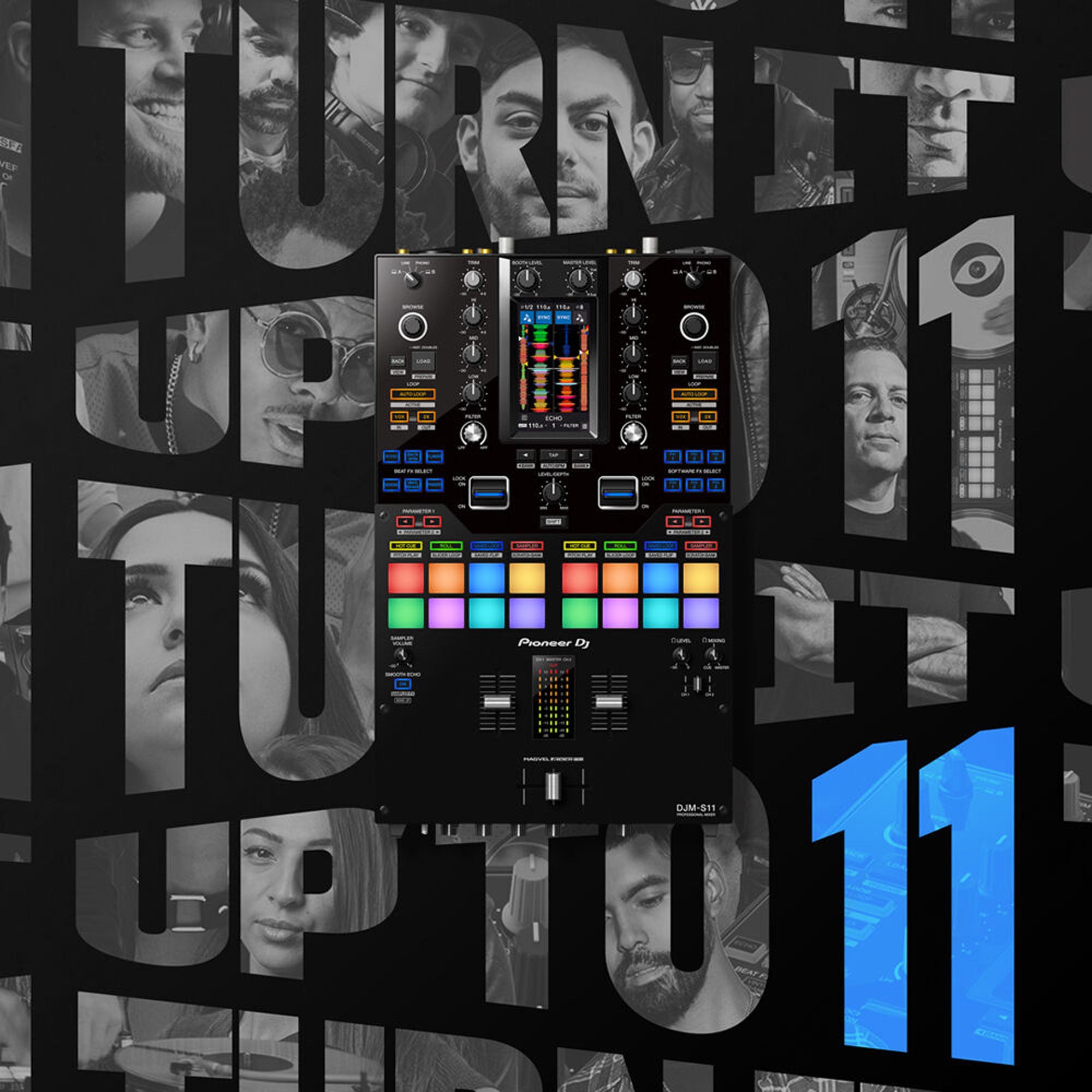 Pioneer DJ DJM-S11 Professional 2-Channel Battle Mixer for Serato DJ Pro / rekordbox (Black)