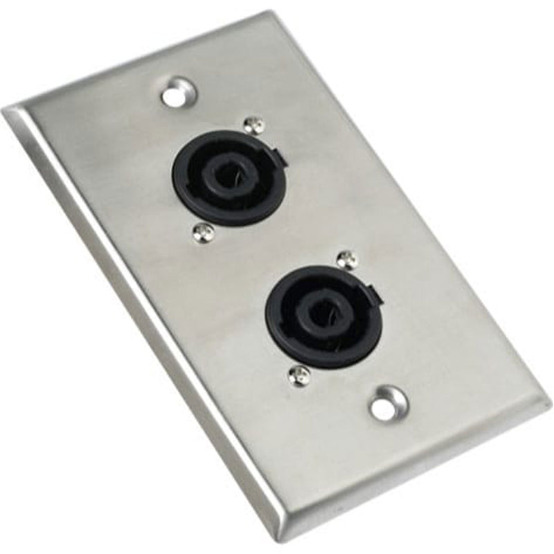 AtlasIED SG-NL4MP-2 Single Gang Stainless Steel Plate with (2) NL4MP 4 Pole Connectors